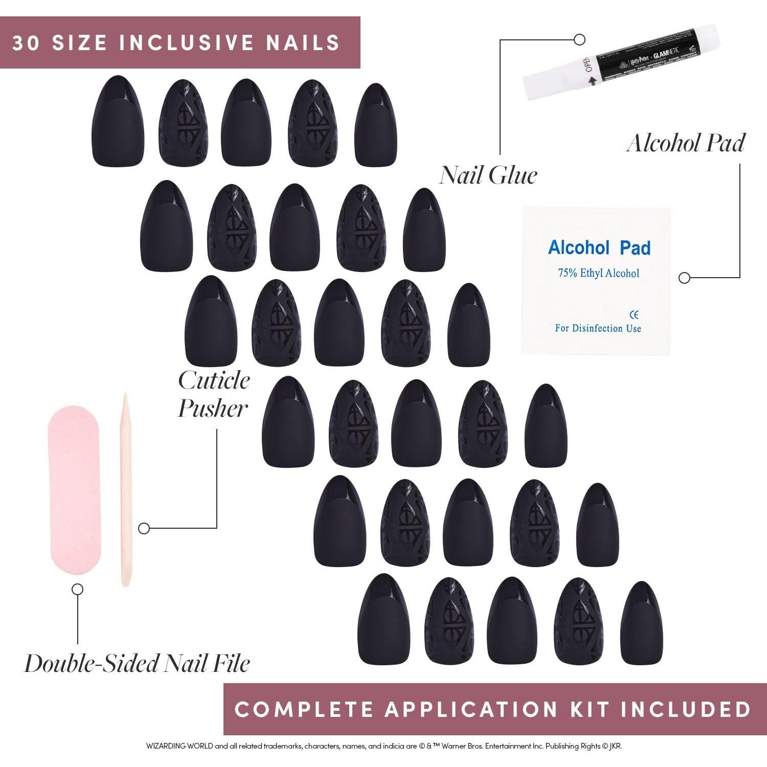 Uñas Postizas Glamnetic Reliquias de la Muerte - 30 Uñas