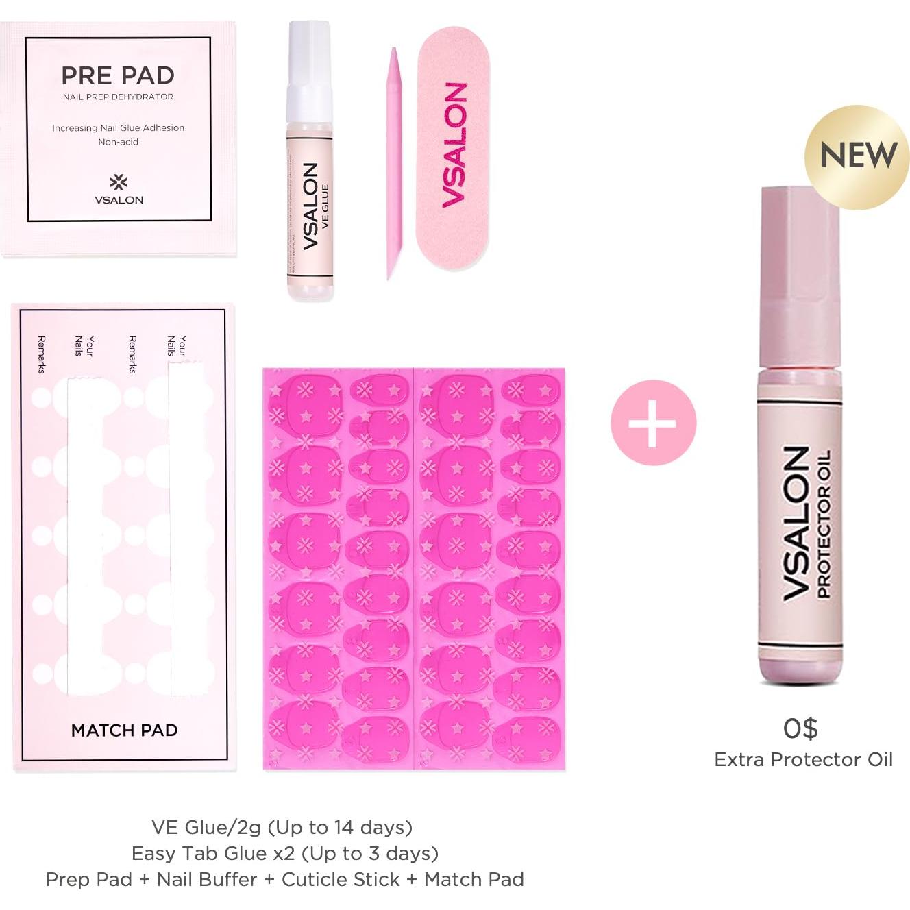 Kit de Uñas Postizas Cortas VSALON - Gel Azul Ojo de Gato, 32 PZS