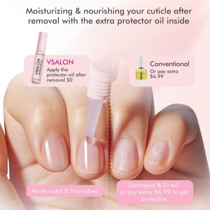 Kit de Uñas Postizas Cortas VSALON - Gel Azul Ojo de Gato, 32 PZS