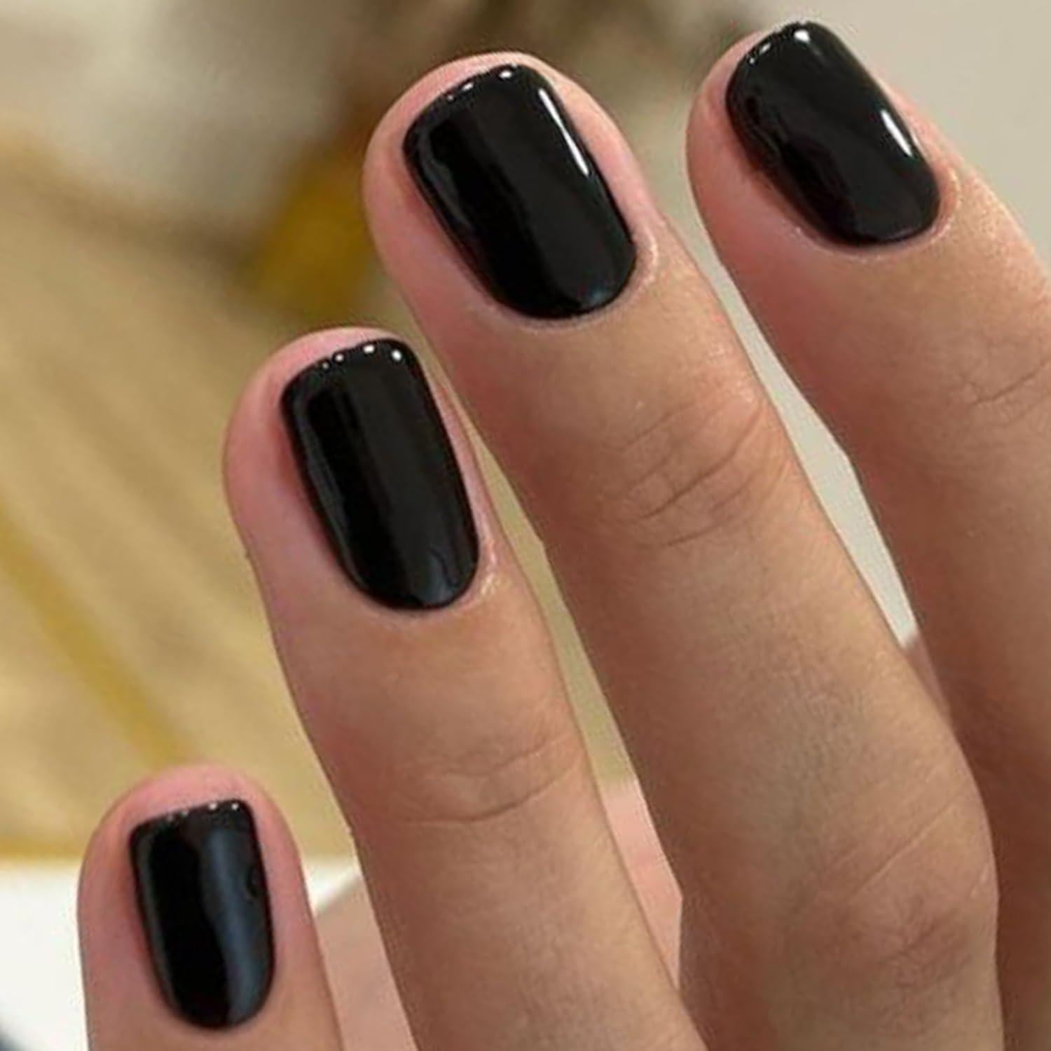 Uñas Postizas GLAMERMAID Negras Cortas Reutilizables 24 Piezas