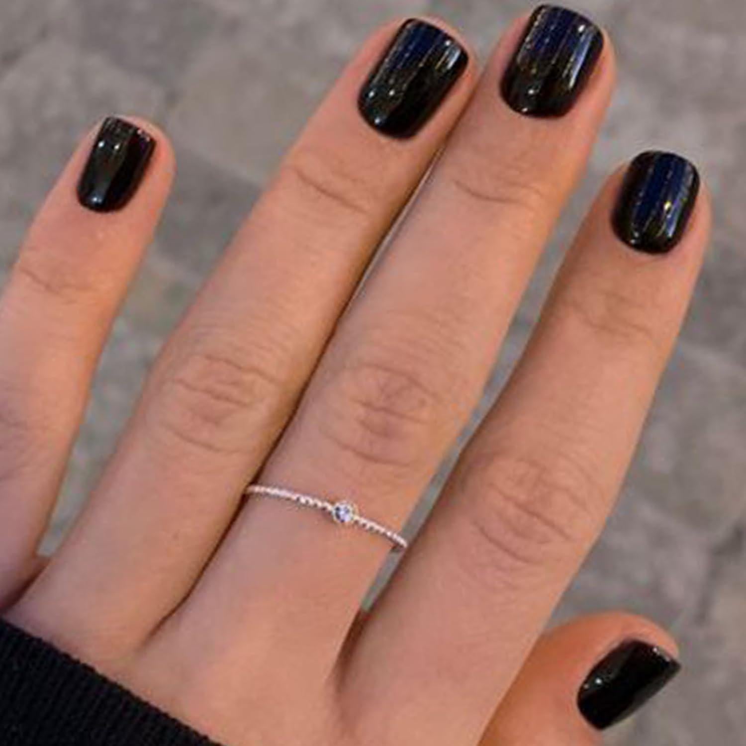 Uñas Postizas GLAMERMAID Negras Cortas Reutilizables 24 Piezas