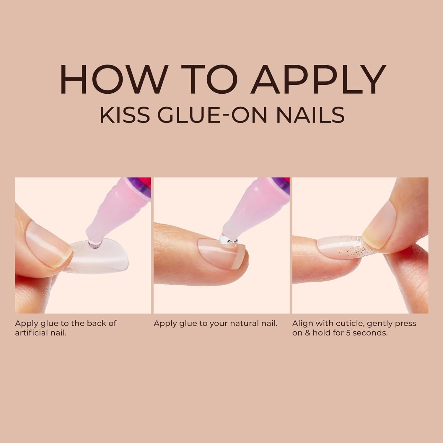 Uñas Postizas KISS Classy Cortas Ovaladas 28 Uñas + Pegamento