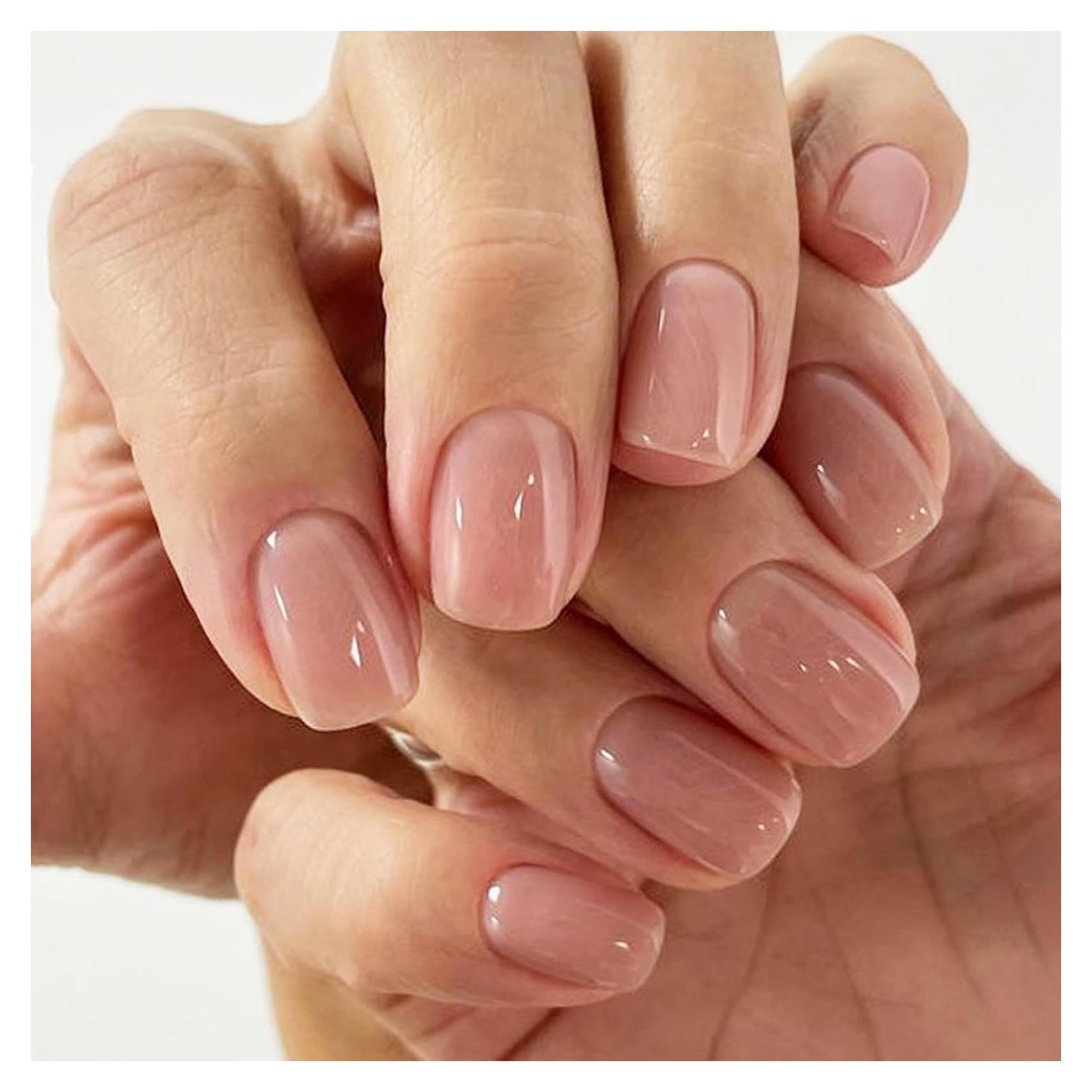 Uñas Postizas GLAMERMAID Squoval Gel Jalea Nude 24 Piezas
