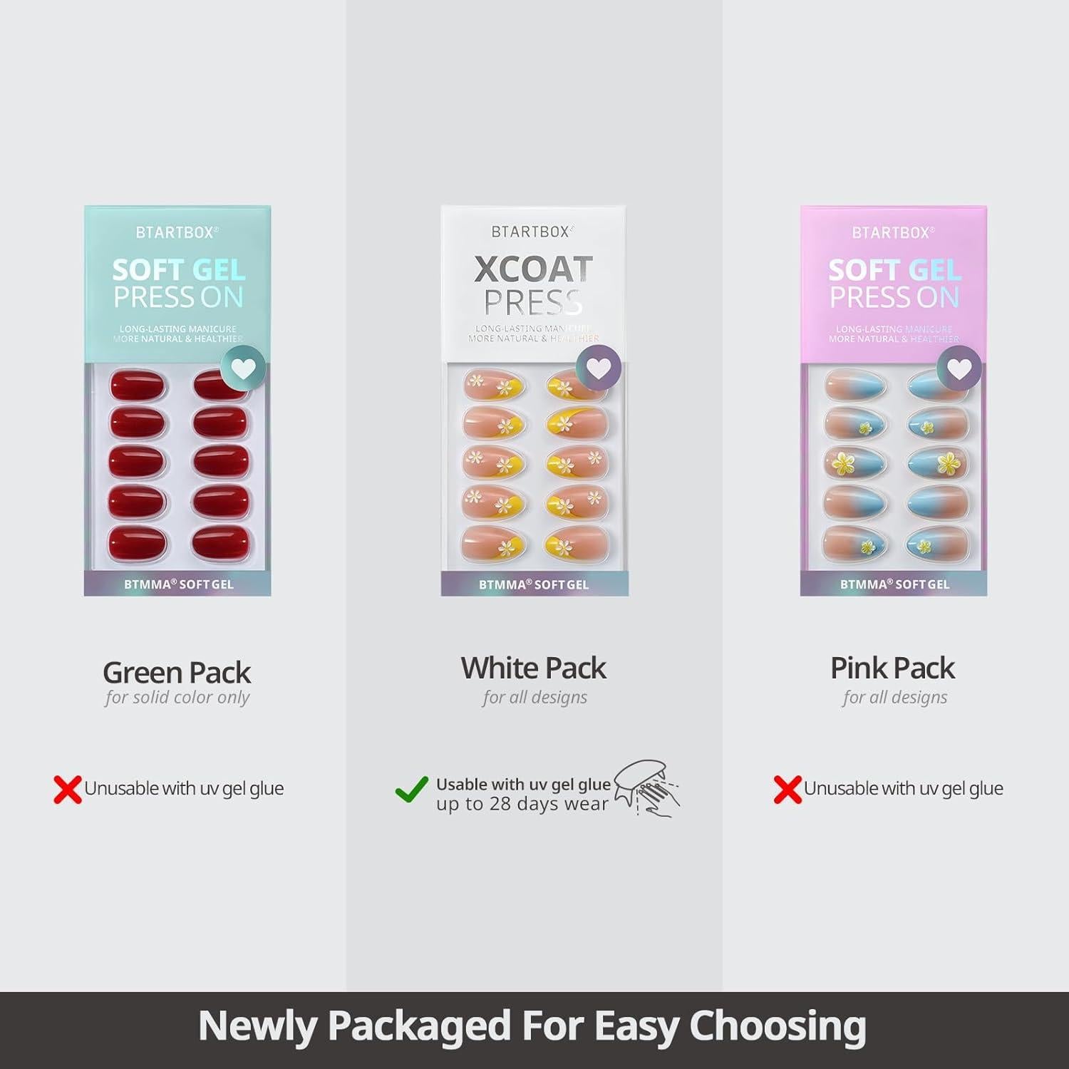 Uñas Postizas Almendra BTArtbox 3D Cereza Media 30 Uñas