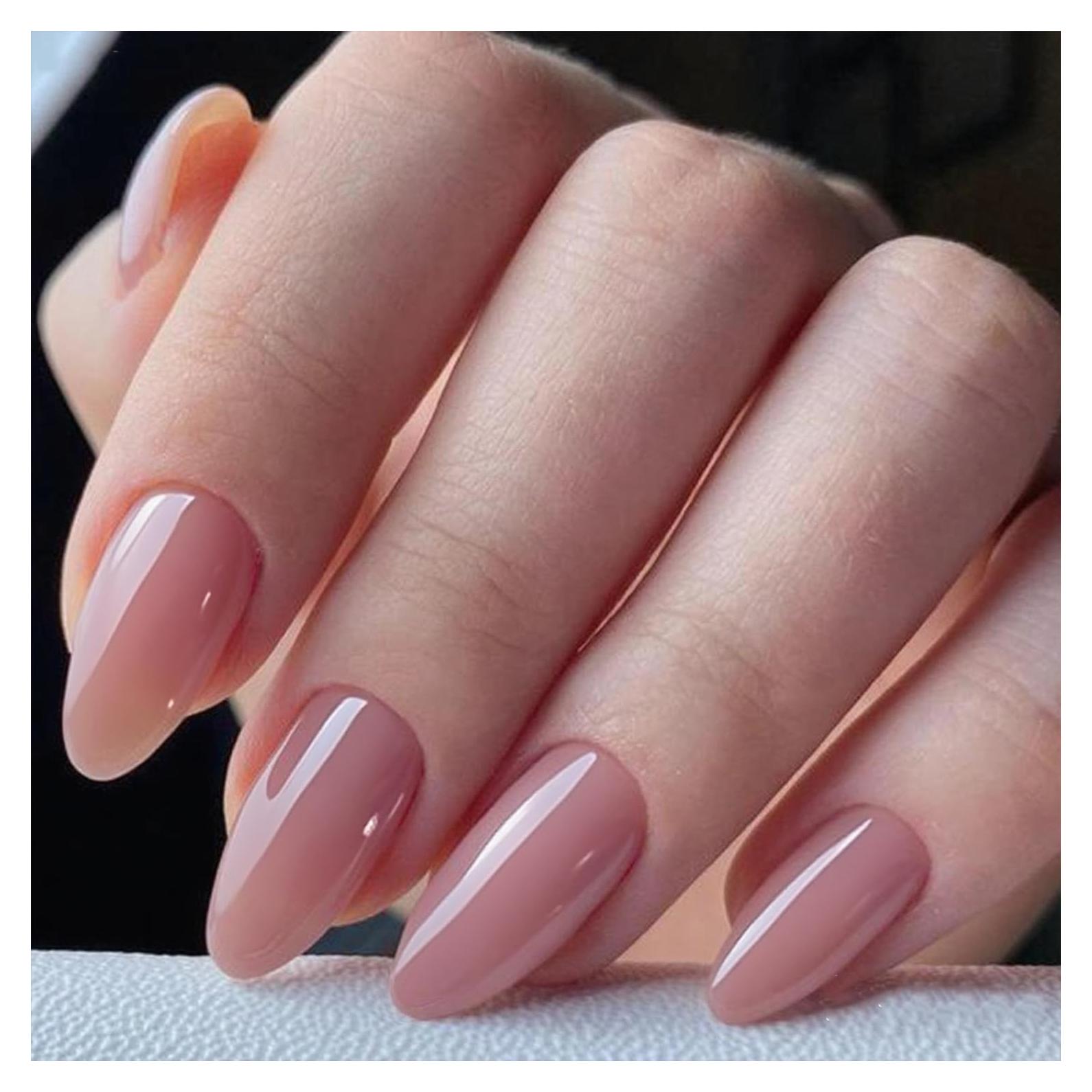 Uñas Postizas Cortas GLAMERMAID Rosa Nude Gel Hechas a Mano