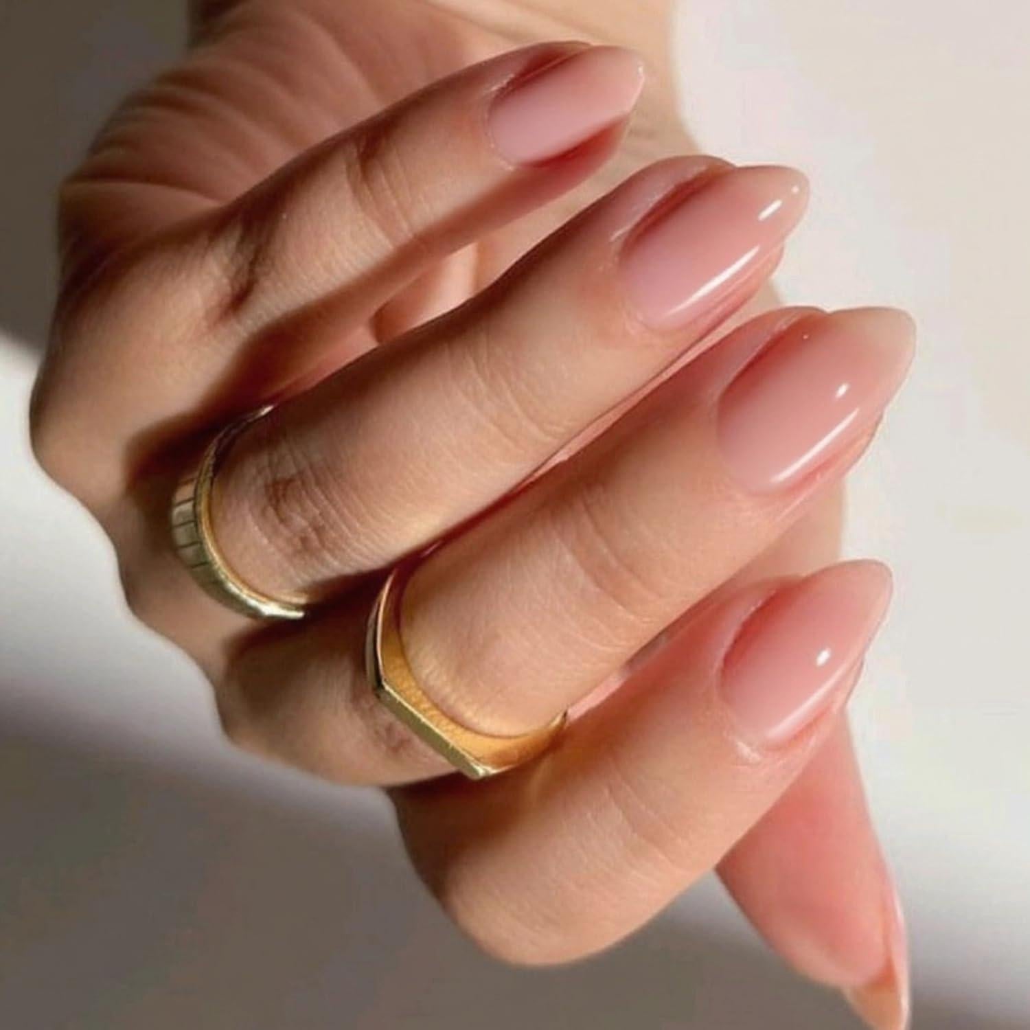 Uñas Postizas Cortas GLAMERMAID Rosa Nude Gel Hechas a Mano