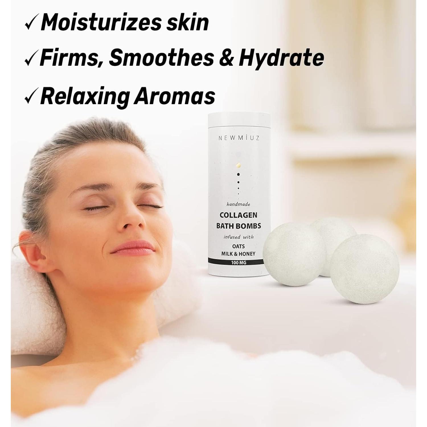 Bombas de Baño de Colágeno New Miuz - Avena y Miel - 3 Unidades