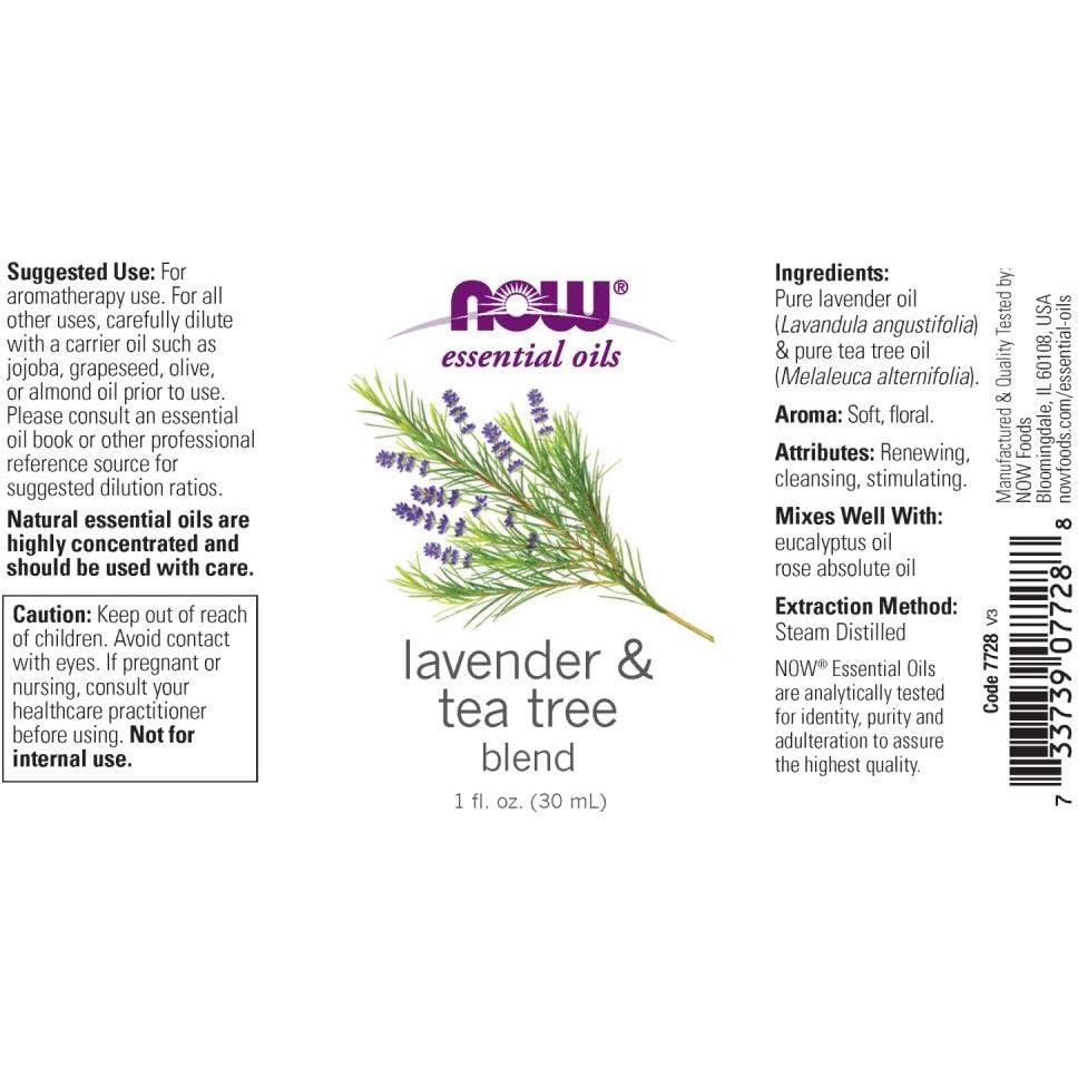 Aceite Esencial de Lavanda y Árbol de Té NOW 29.57 ml (Paquete de 2)