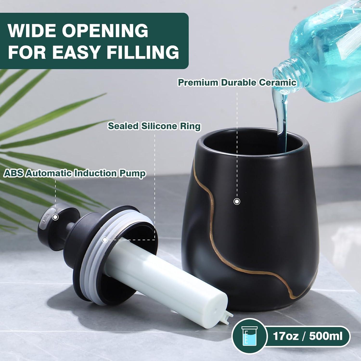 Dispensador Automático de Jabón BosilunLife Cerámico Negro