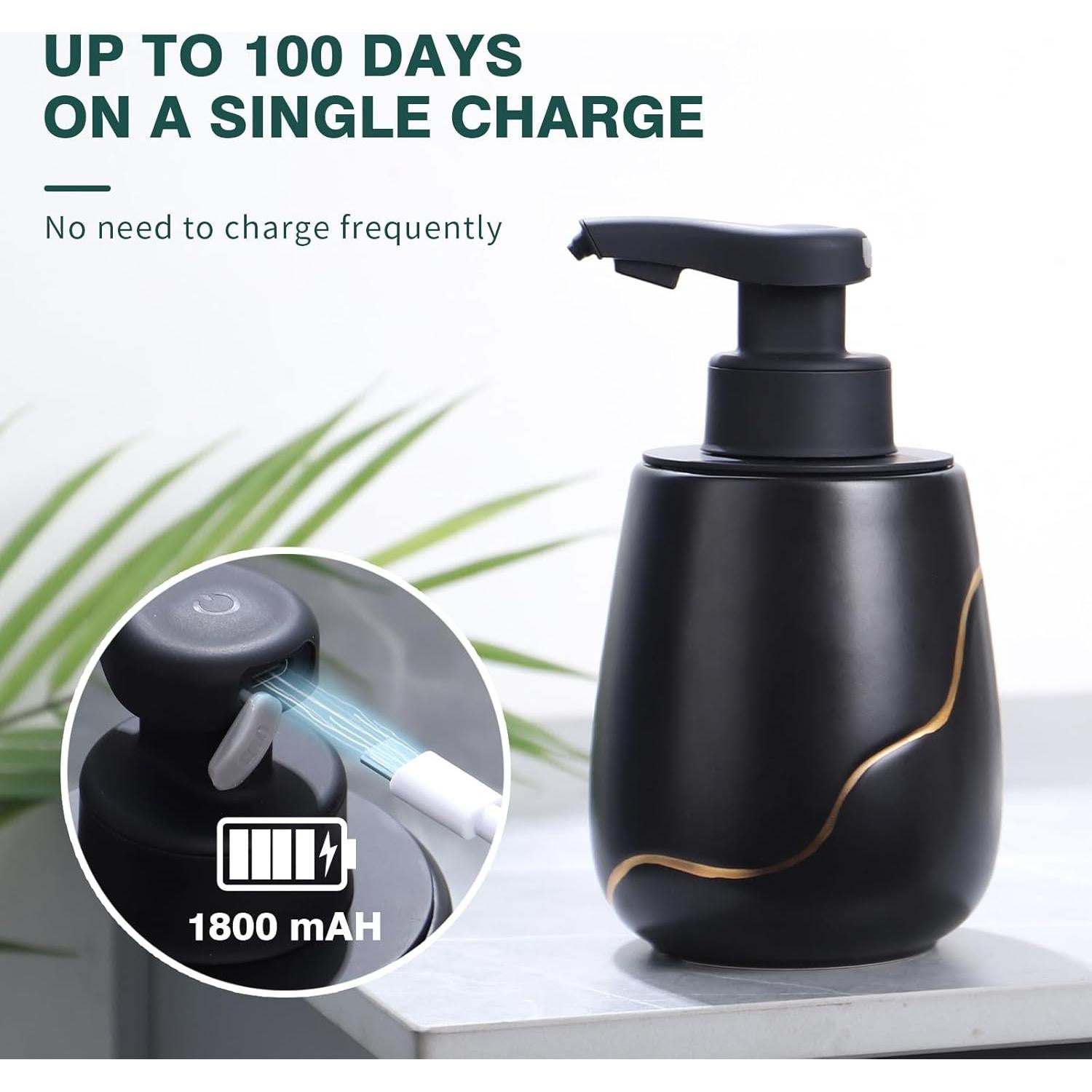 Dispensador Automático de Jabón BosilunLife Cerámico Negro