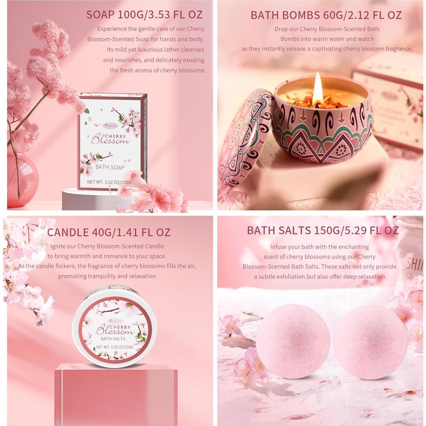 Juego de Regalo de Baño y Cuerpo Beautifier 7 Piezas Flor de Cerezo