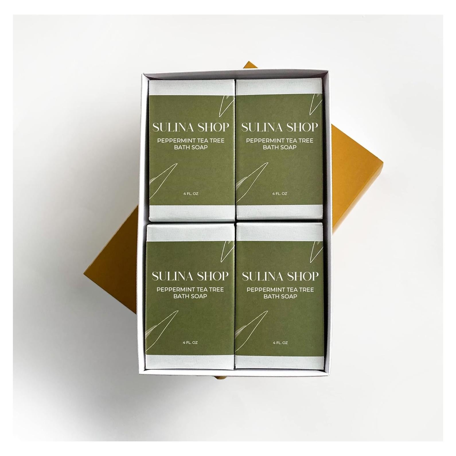 Jabón de Menta y Árbol de Té Sulina Shop - Hidratante 4 Pzas