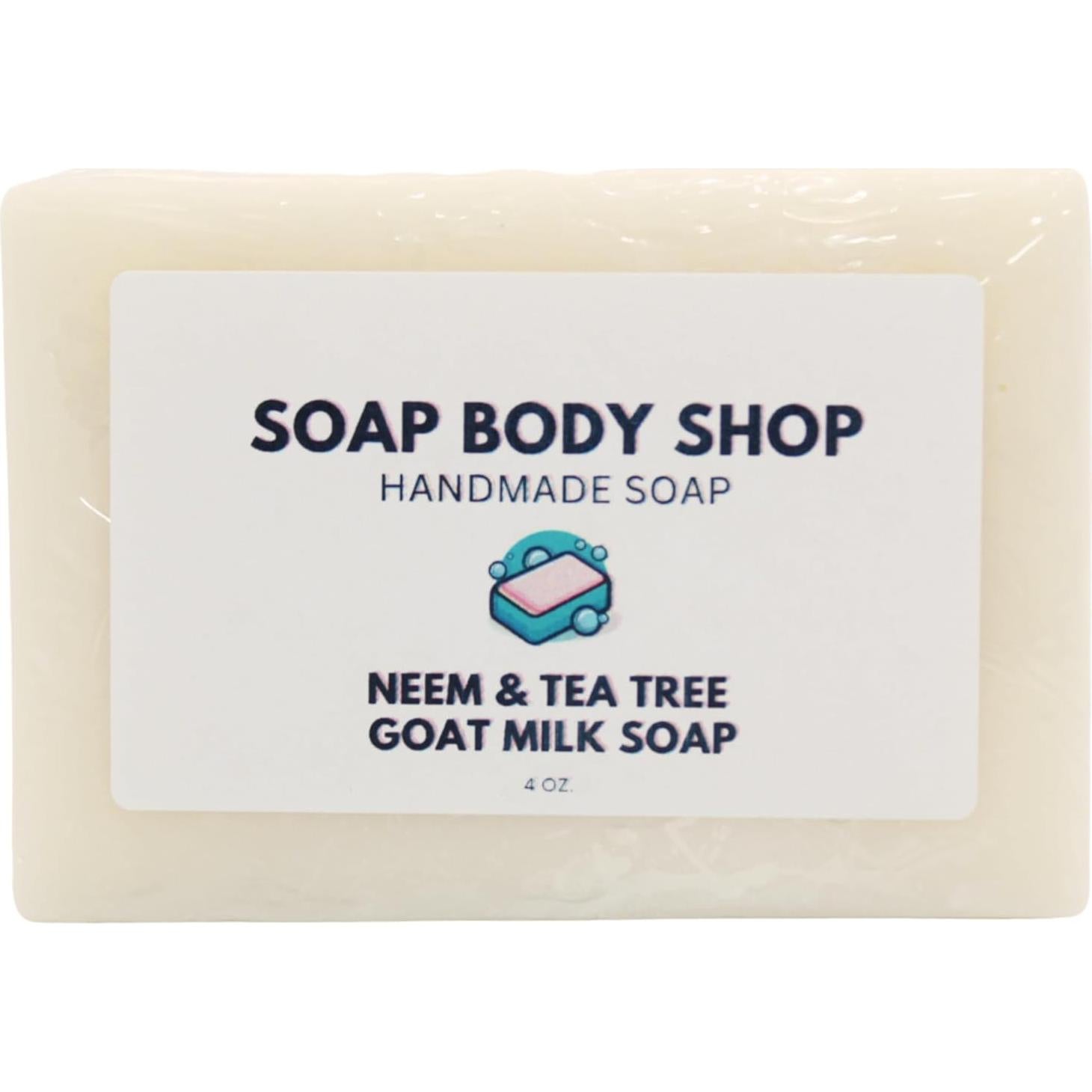 Jabón de Leche de Cabra Neem y Árbol de Té 226.8g Hecho a Mano