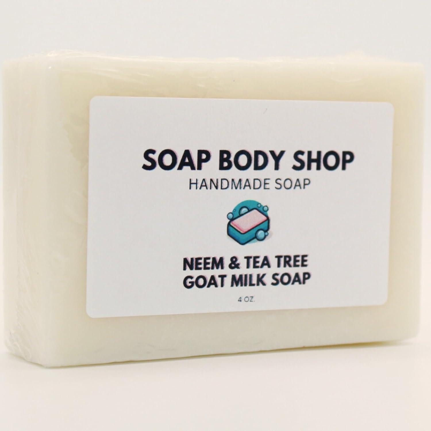 Jabón de Leche de Cabra Neem y Árbol de Té 226.8g Hecho a Mano