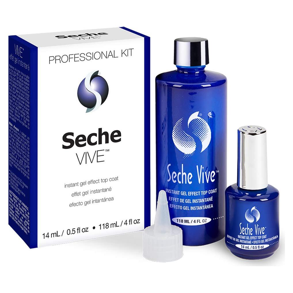 Seche Vive Kit Profesional Top Coat Gel 4 oz + Recarga 0.5 oz