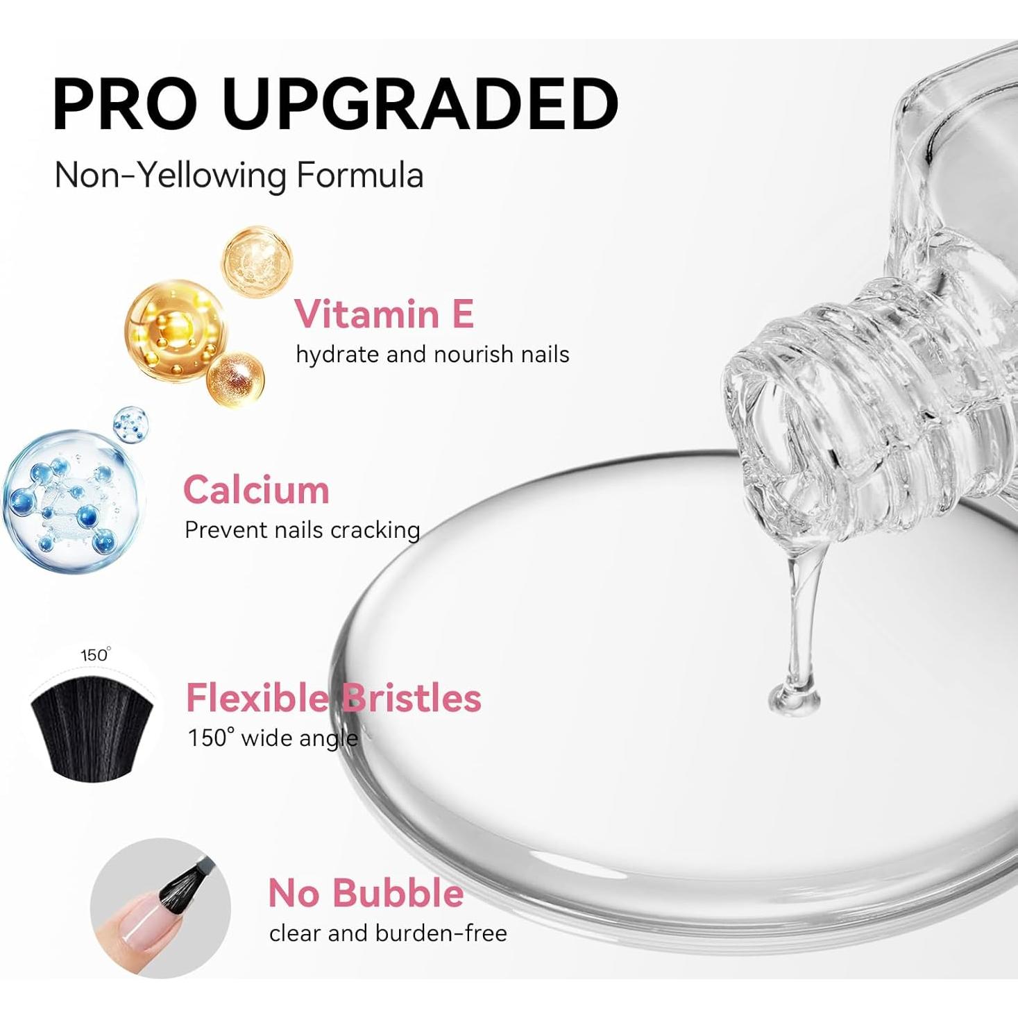 Capa Superior Esmalte de Uñas Nailshion 2Pcs Secado Rápido