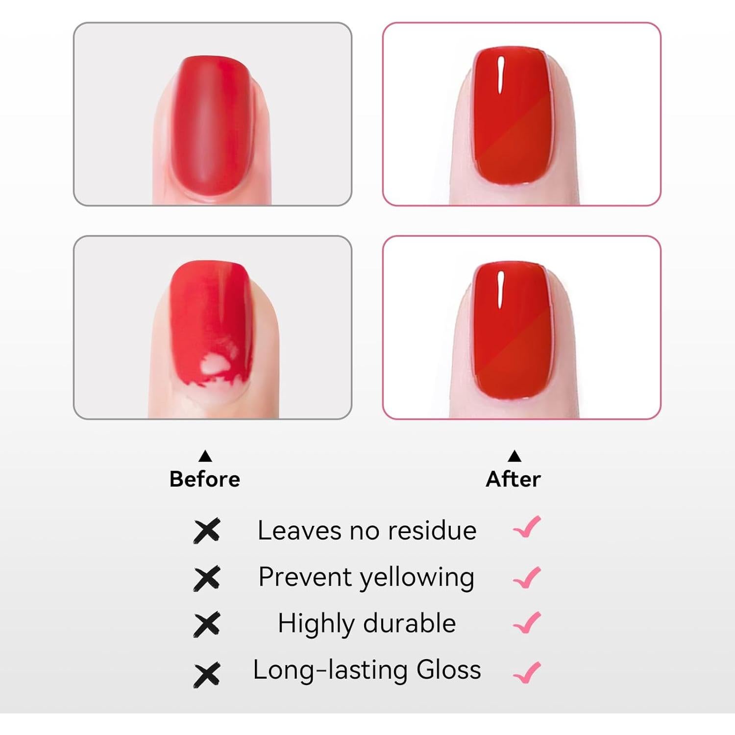 Capa Superior Esmalte de Uñas Nailshion 2Pcs Secado Rápido