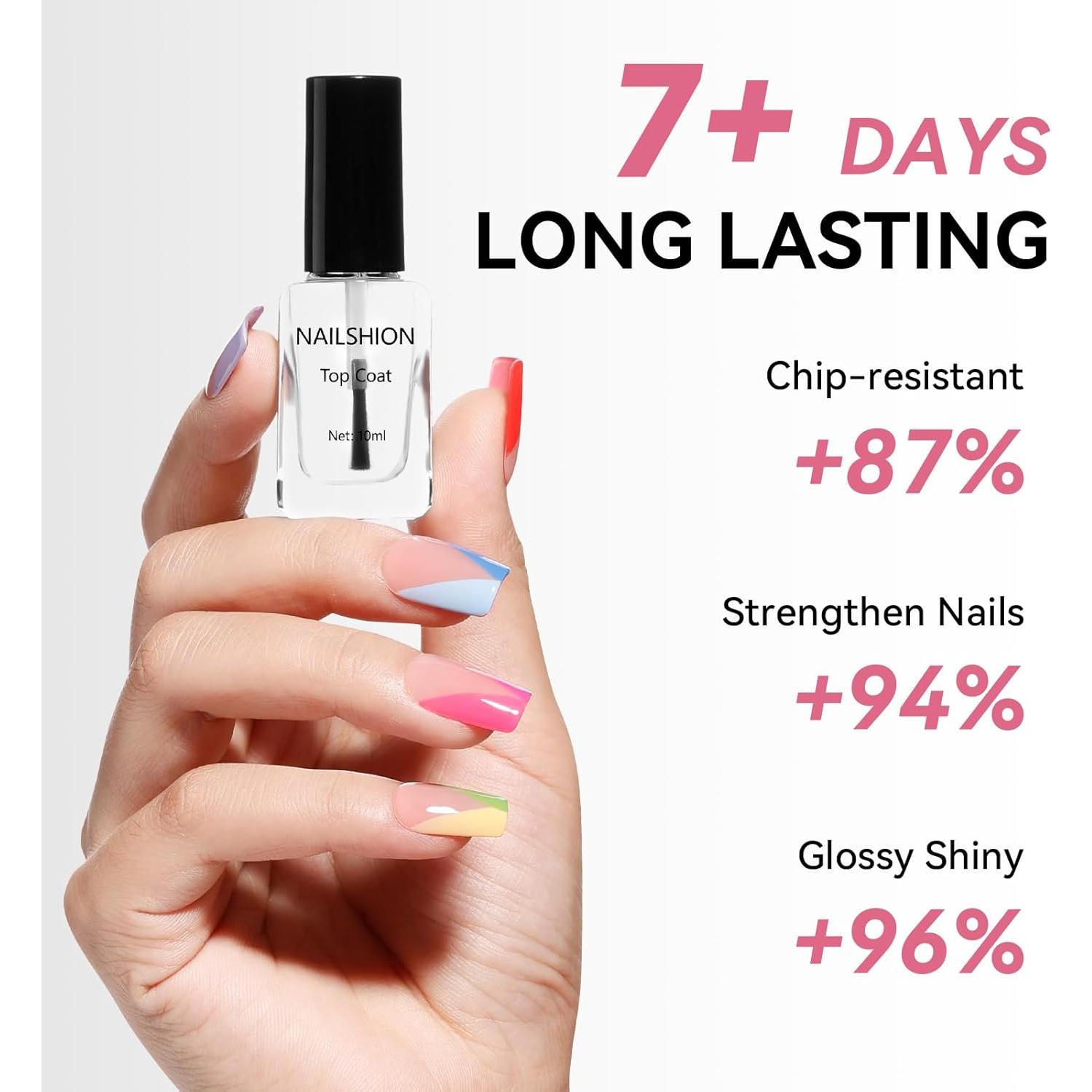 Capa Superior Esmalte de Uñas Nailshion 2Pcs Secado Rápido