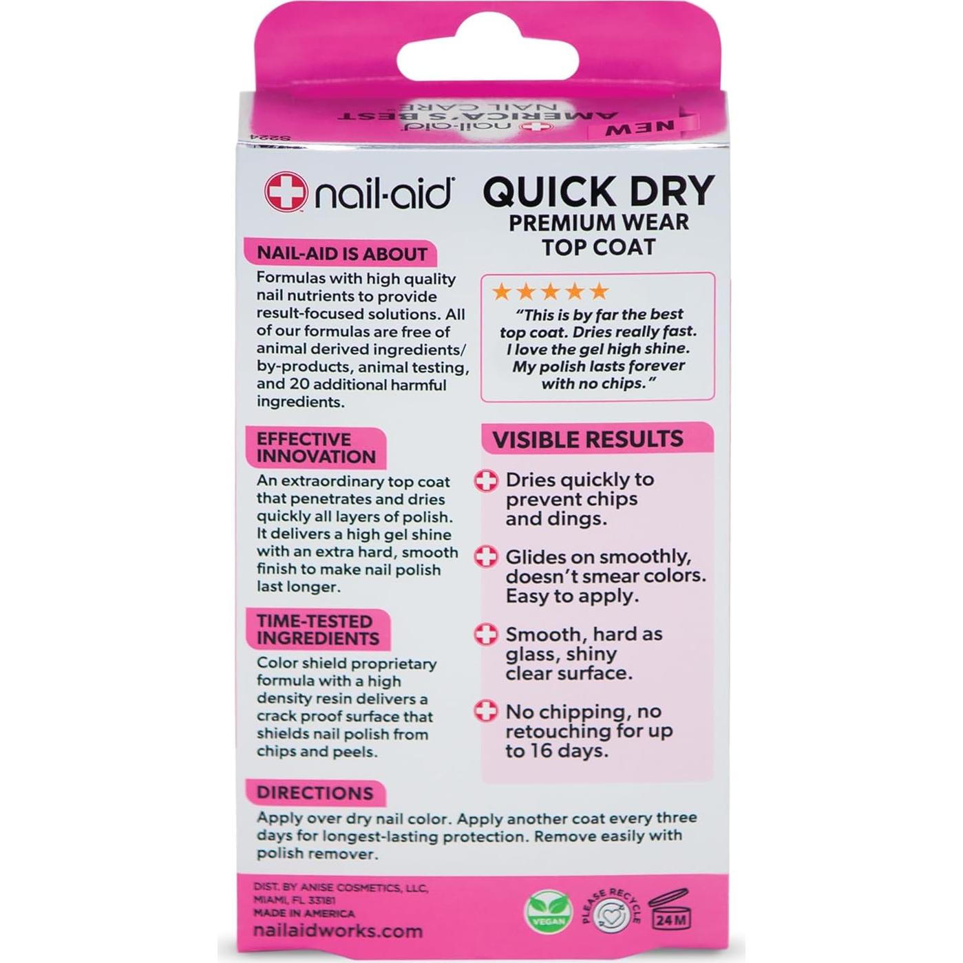 Capa Superior Secado Rápido Nail-Aid 16.5 ml Brillo Vidrio