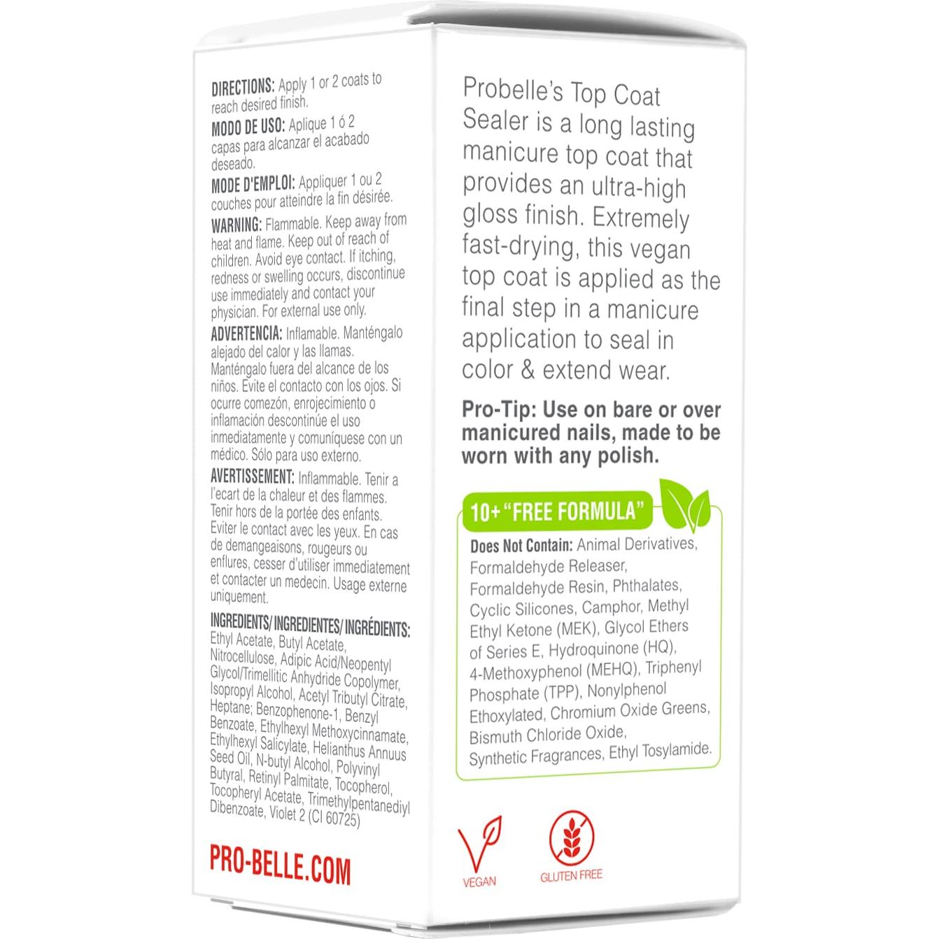 Sellador de Capa Superior Probelle 15 mL - Esmalte Secado Rápido