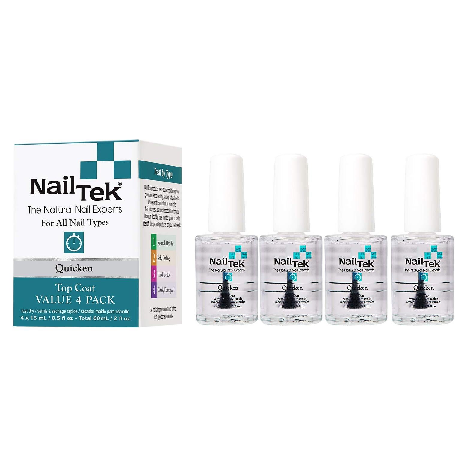 Capa Superior Secado Rápido Nail Tek Quicken 4 Unidades 14.79 ml