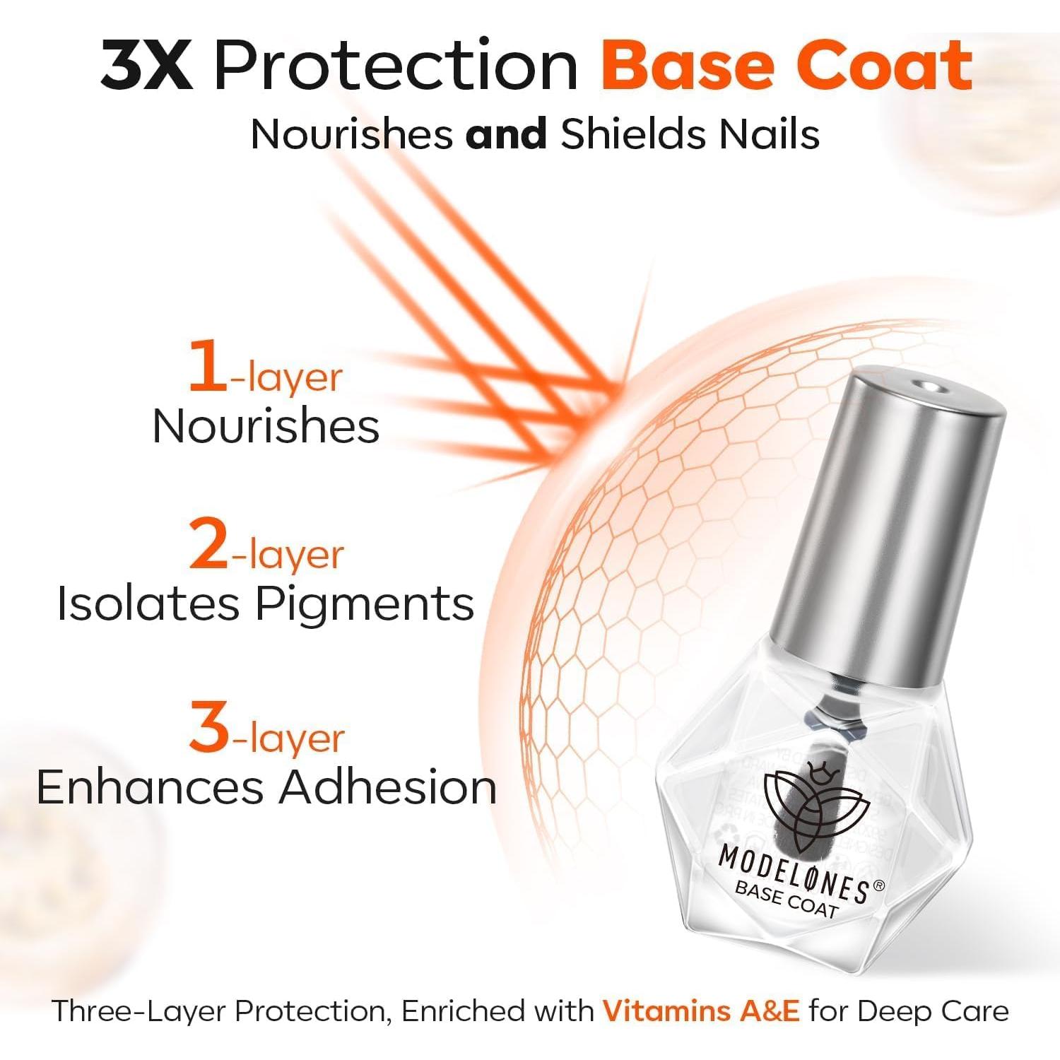 Set Esmalte de Uñas Base y Top Coat Modelones 5 ml x2