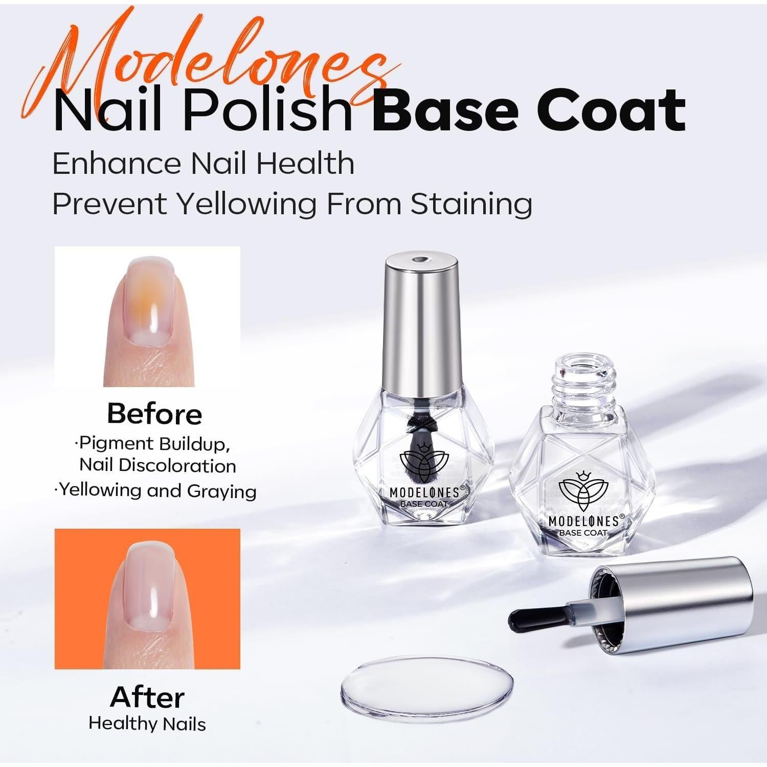 Set Esmalte de Uñas Base y Top Coat Modelones 5 ml x2