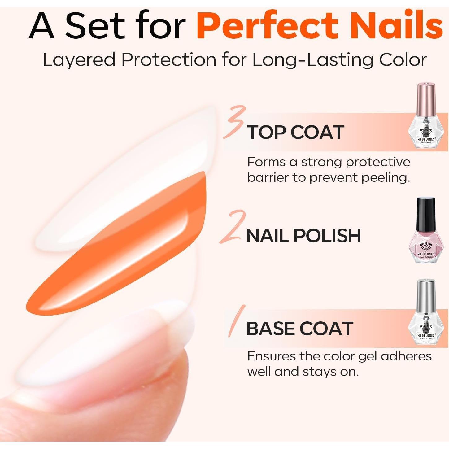 Set Esmalte de Uñas Base y Top Coat Modelones 5 ml x2