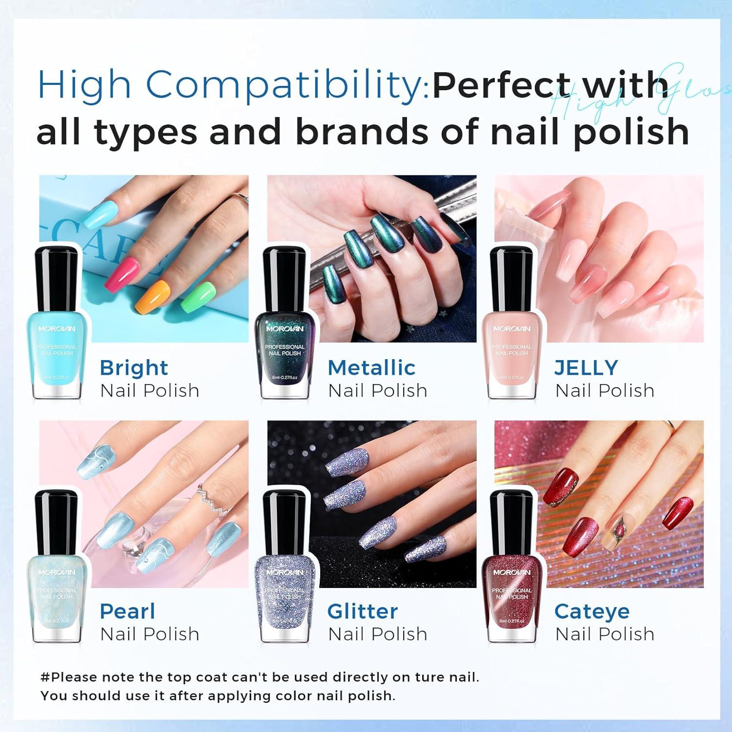 Base y Top Coat Esmalte de Uñas Morovan 2PCS Secado Rápido