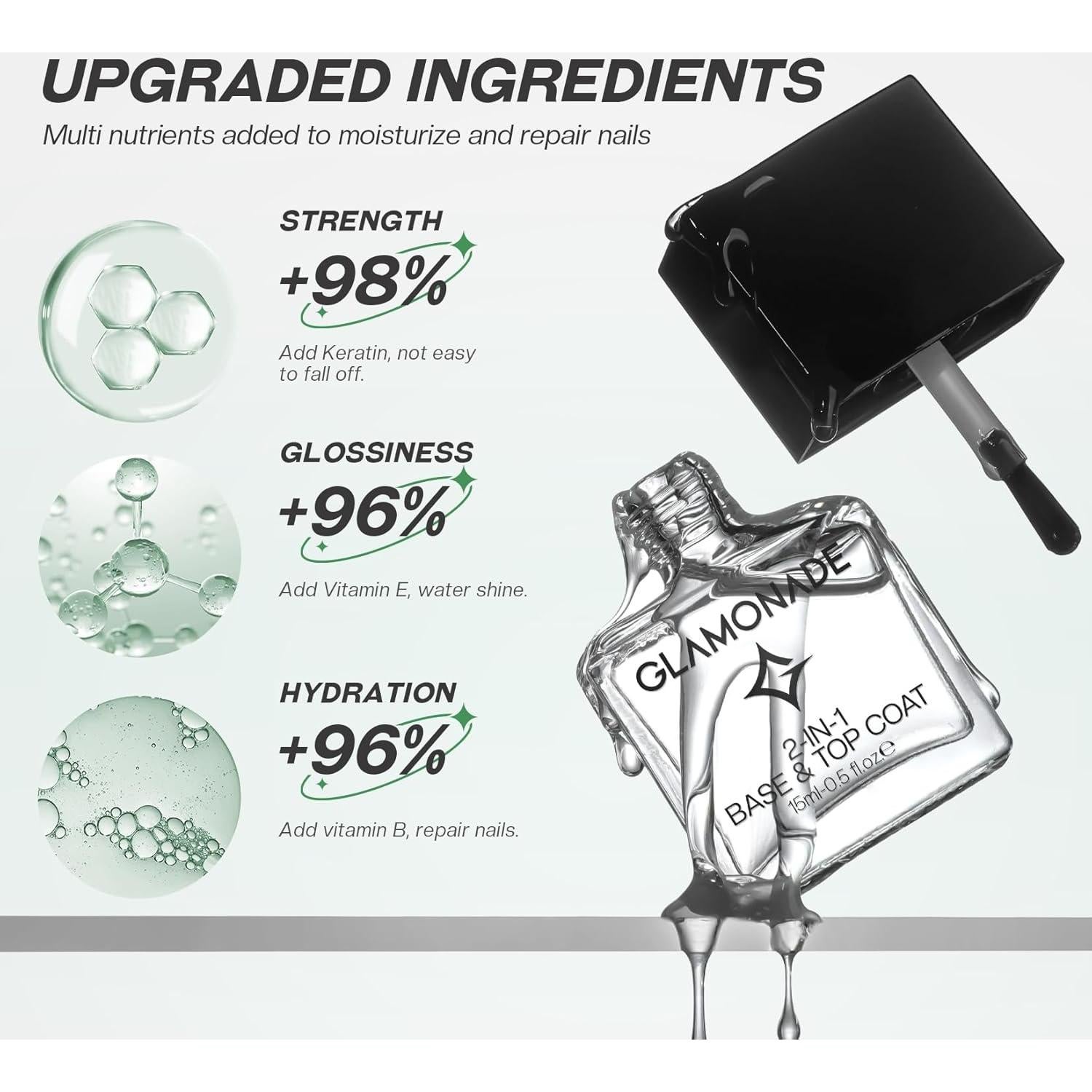 Esmalte de Uñas Base y Top Coat MRV 2 en 1 Secado Rápido