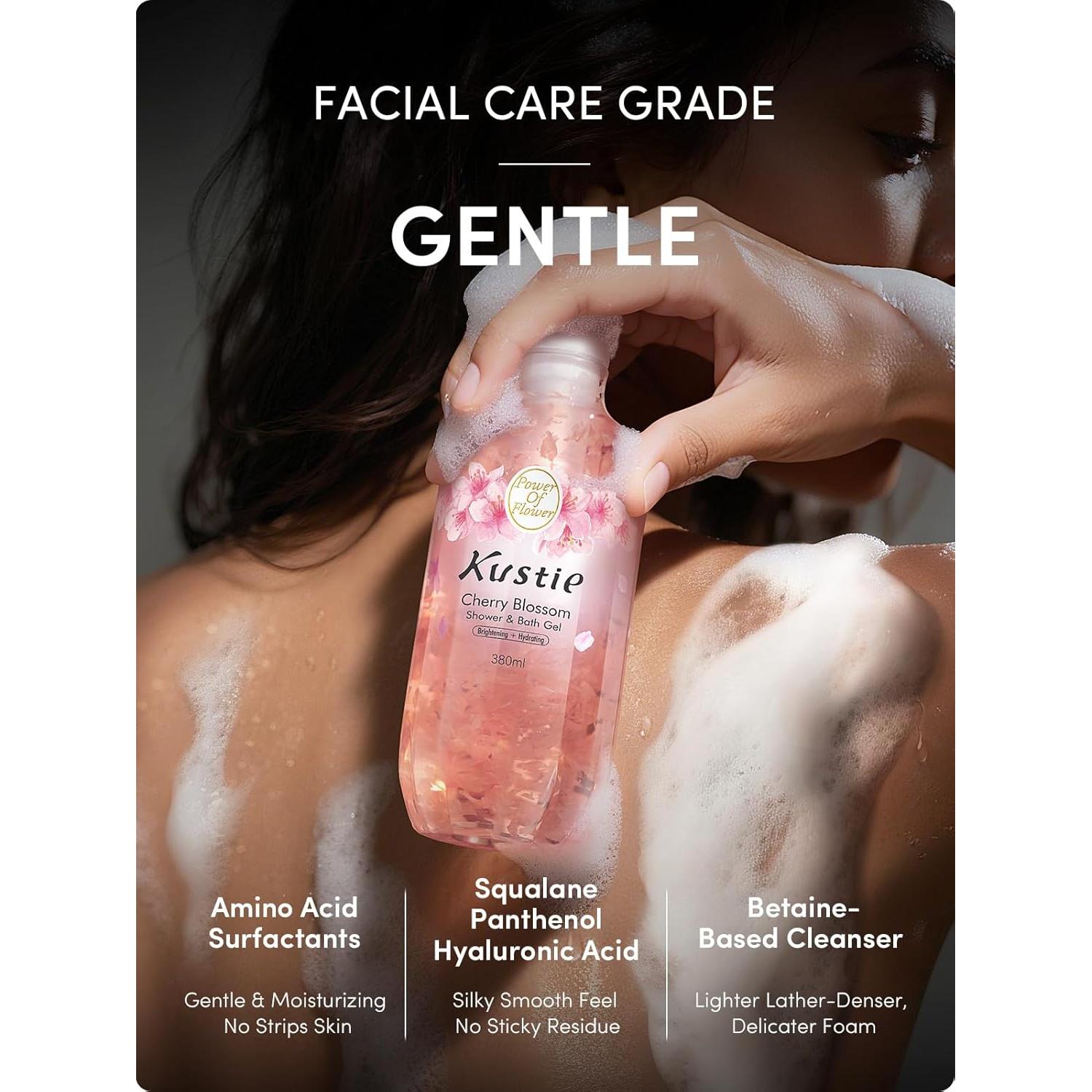 Gel de Ducha Kustie Flor de Cerezo 380 ml - Vegano y Antioxidante