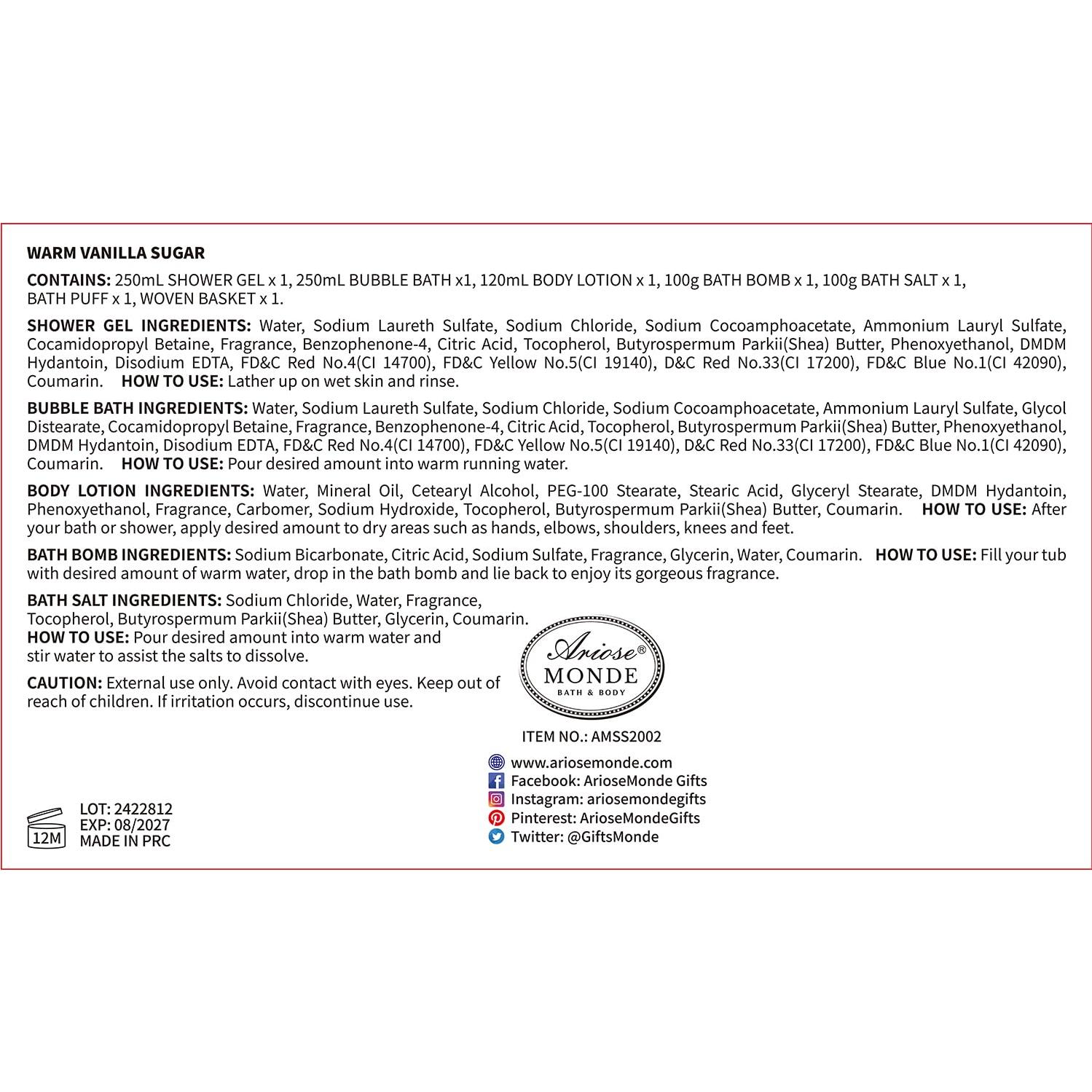 Set de Spa ArioseMonde 7 Piezas Azúcar de Vainilla Cálido