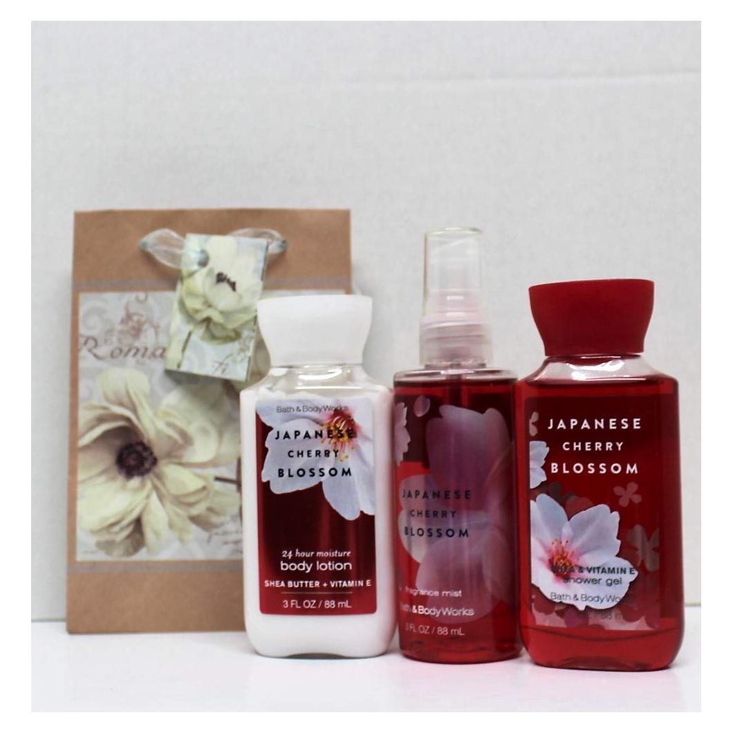 Set de Viaje Bath and Body Works Flor de Cerezo - Gel, Bruma y Loción