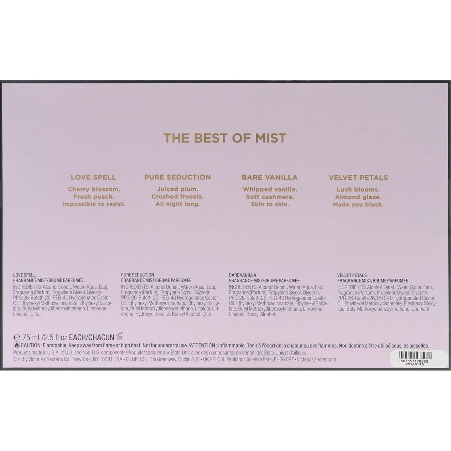 Set de Brumas Victoria's Secret para Mujeres - 4 Piezas 75ml