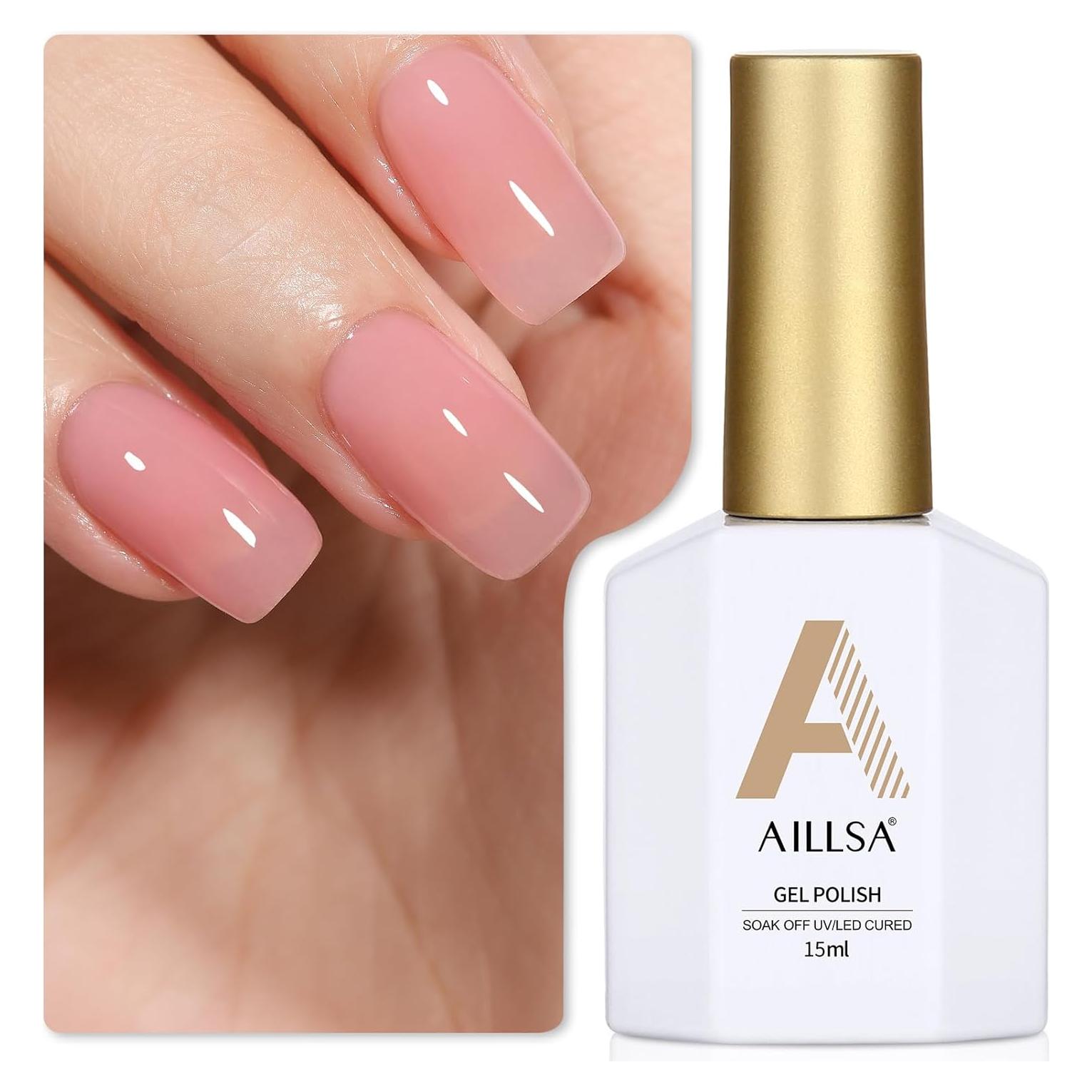Esmalte de Uñas en Gel AILLSA Rosa Transparente 15 ml