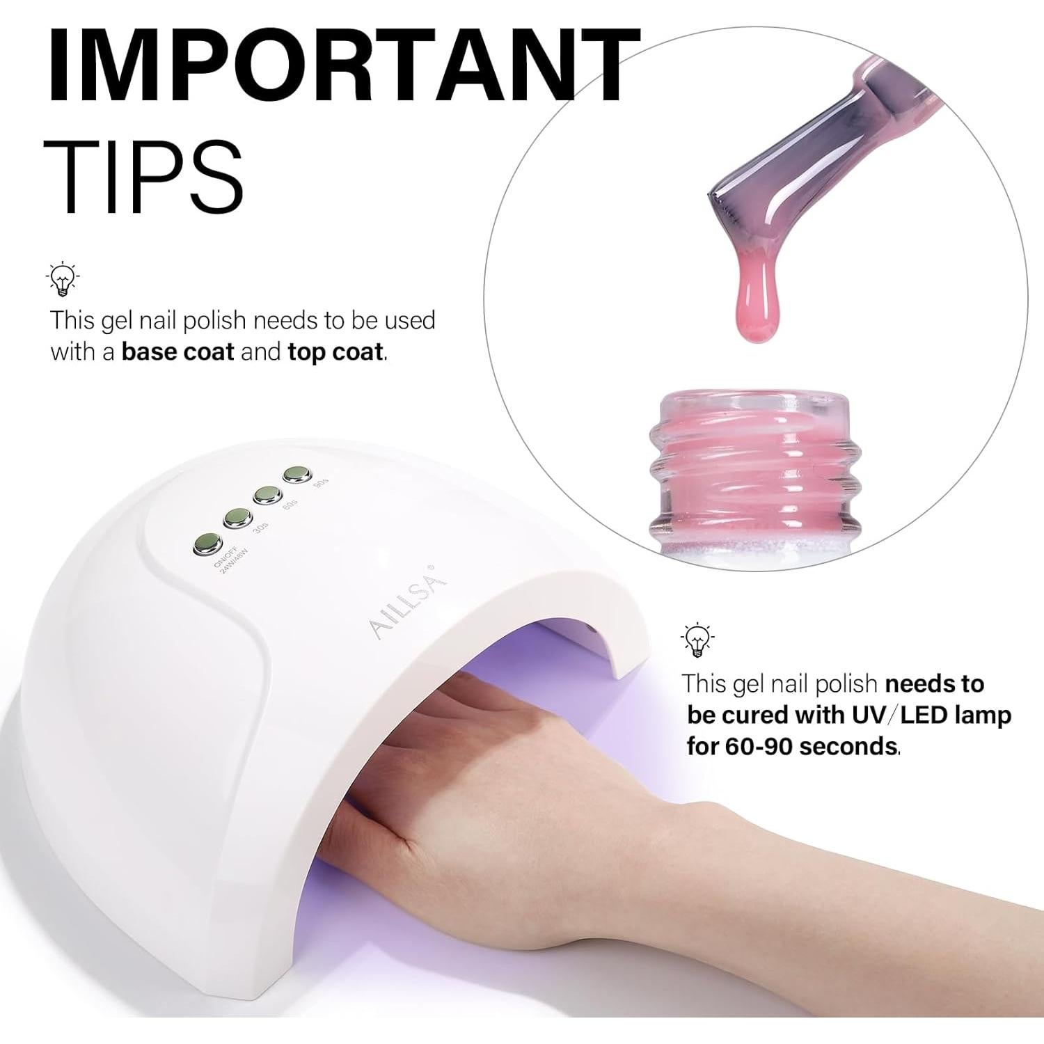 Esmalte de Uñas en Gel AILLSA Rosa Transparente 15 ml