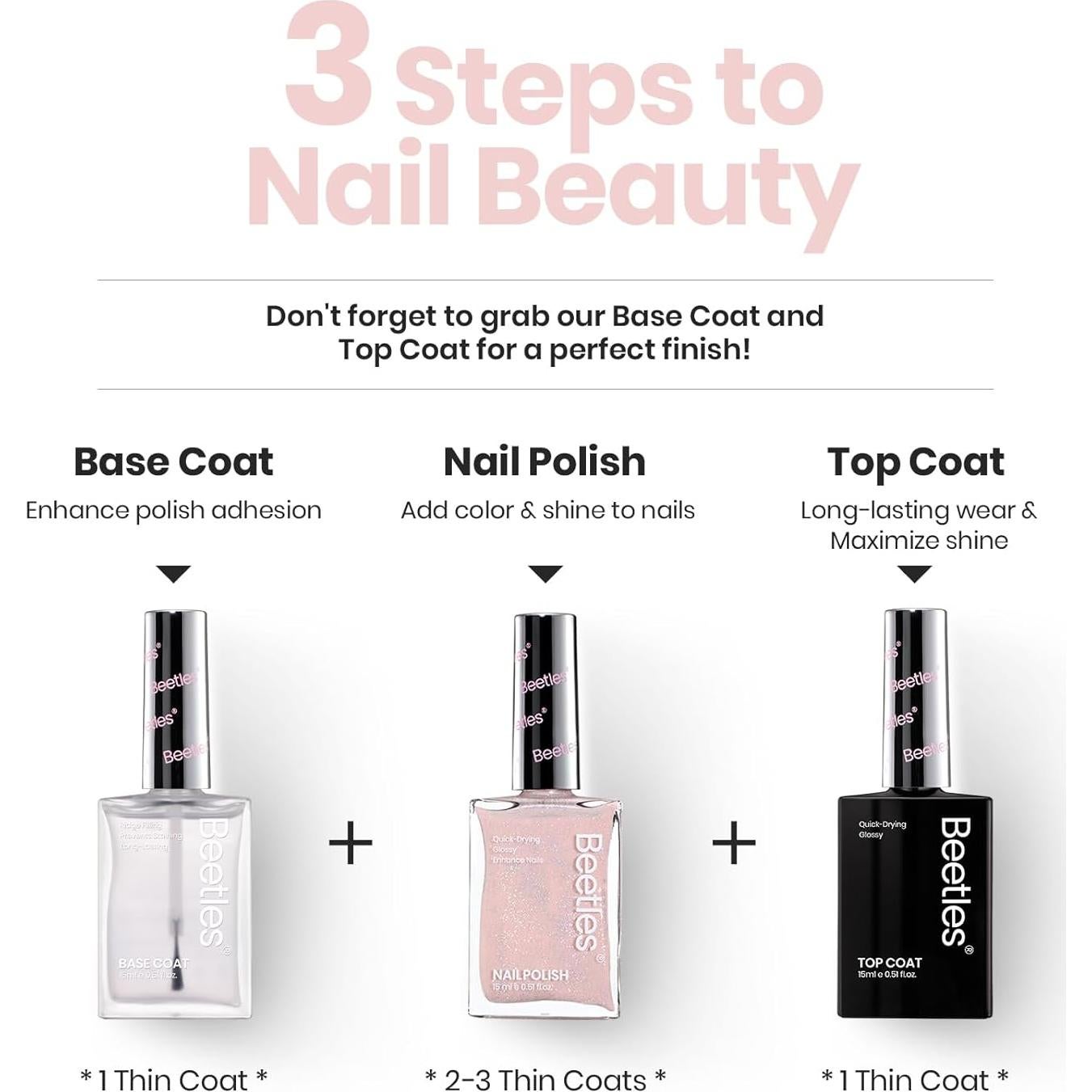 Esmalte Endurecedor de Uñas Beetles 15ml Rosa Soñado Haze