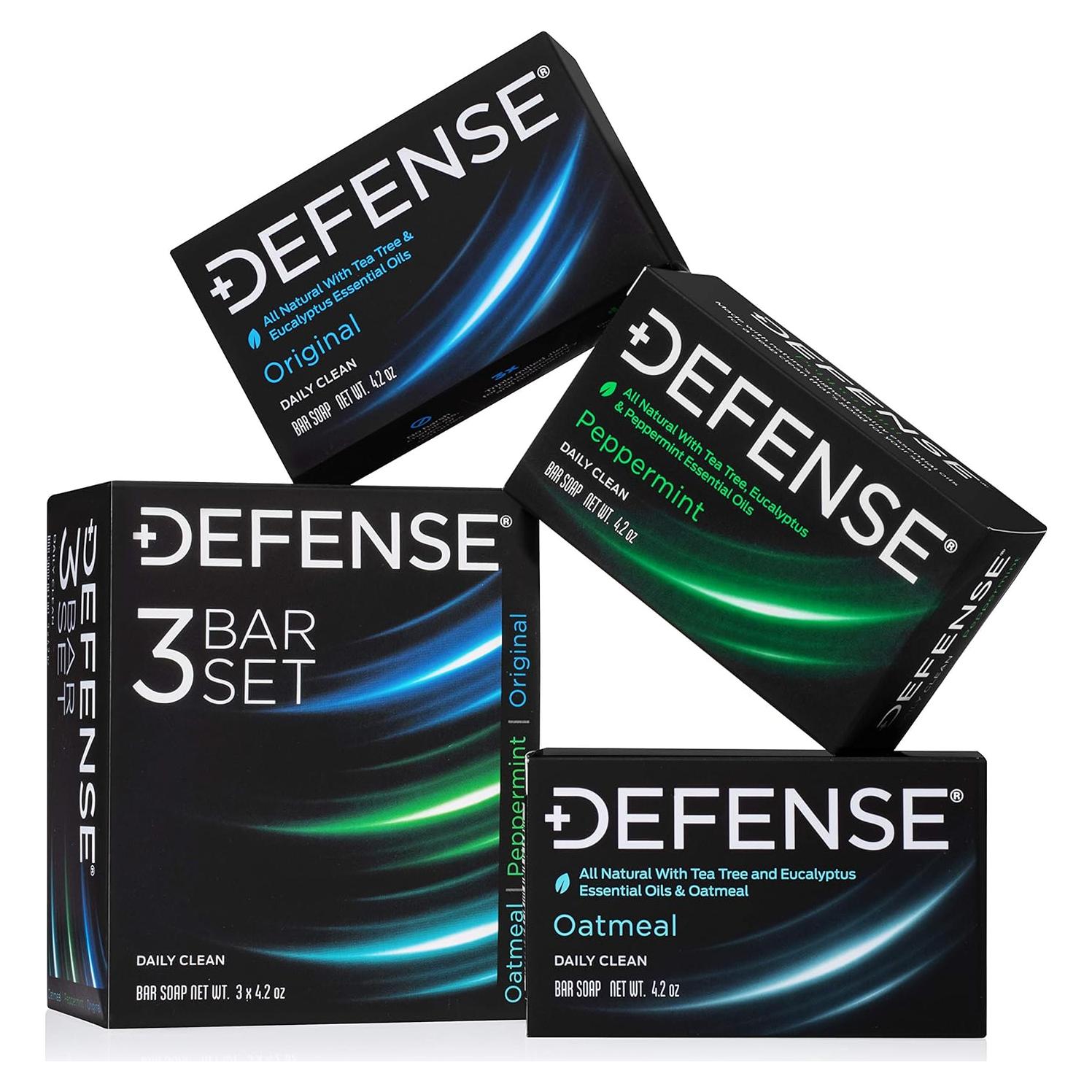 Jabón Natural Defense Soap Set 3 Variedades - Original, Menta, Avena