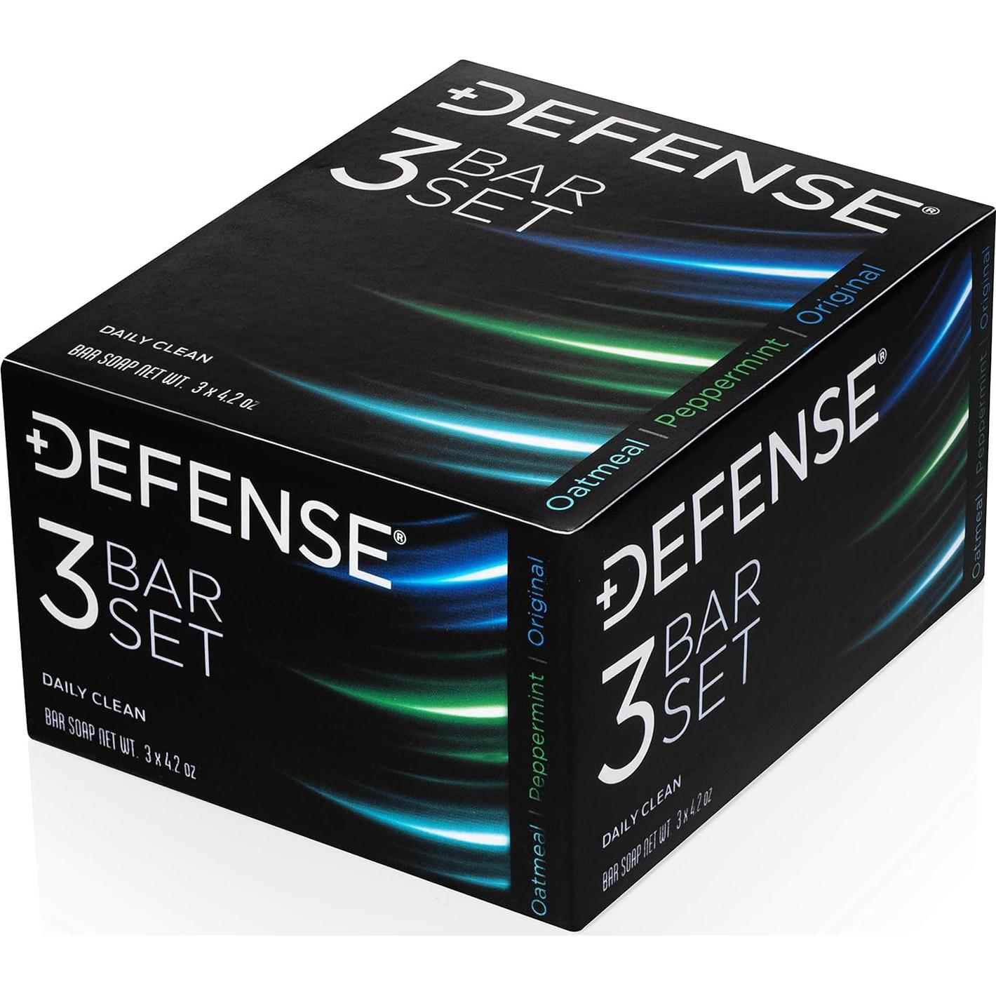 Jabón Natural Defense Soap Set 3 Variedades - Original, Menta, Avena