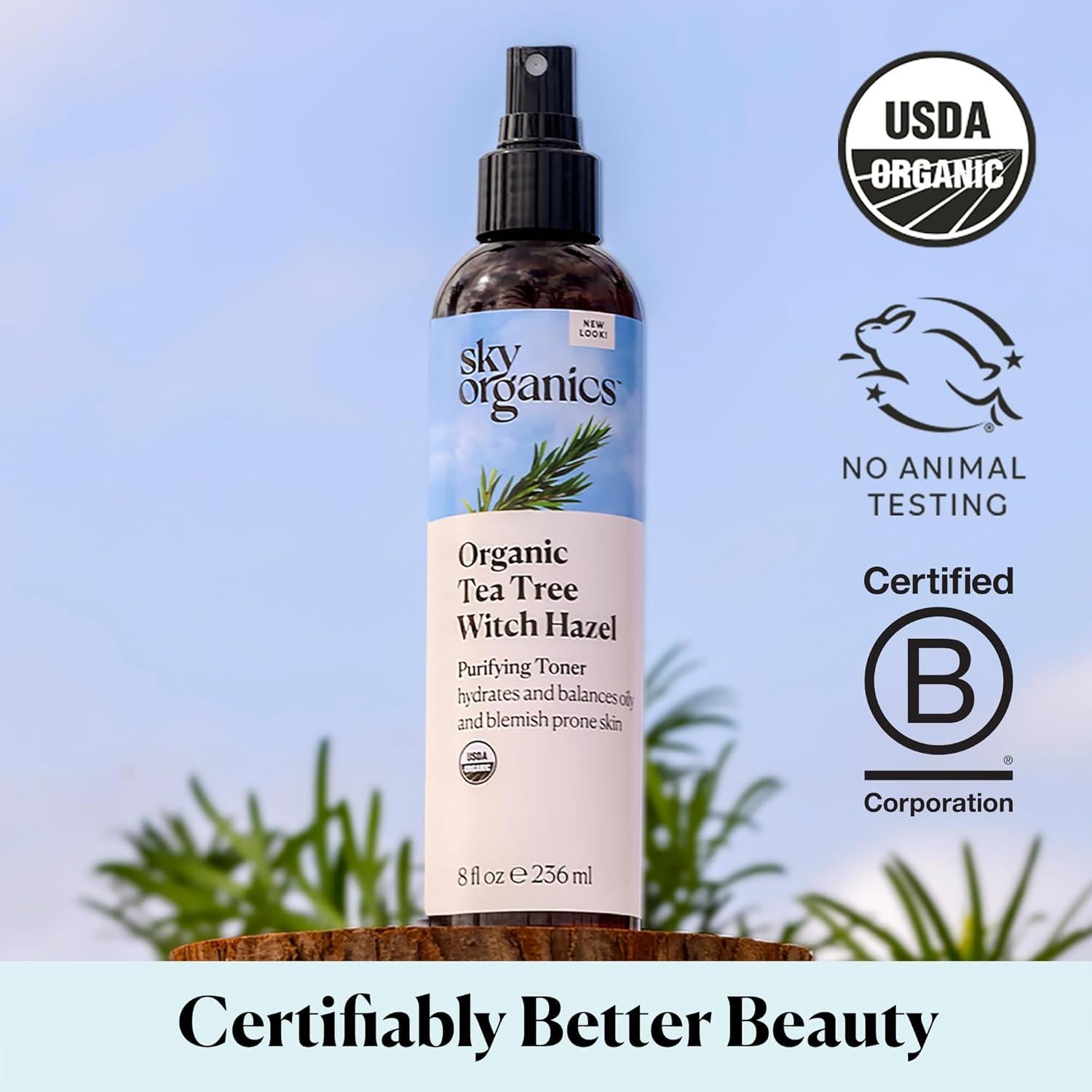 Tónico Facial Purificante Orgánico Sky Organics 236 ml