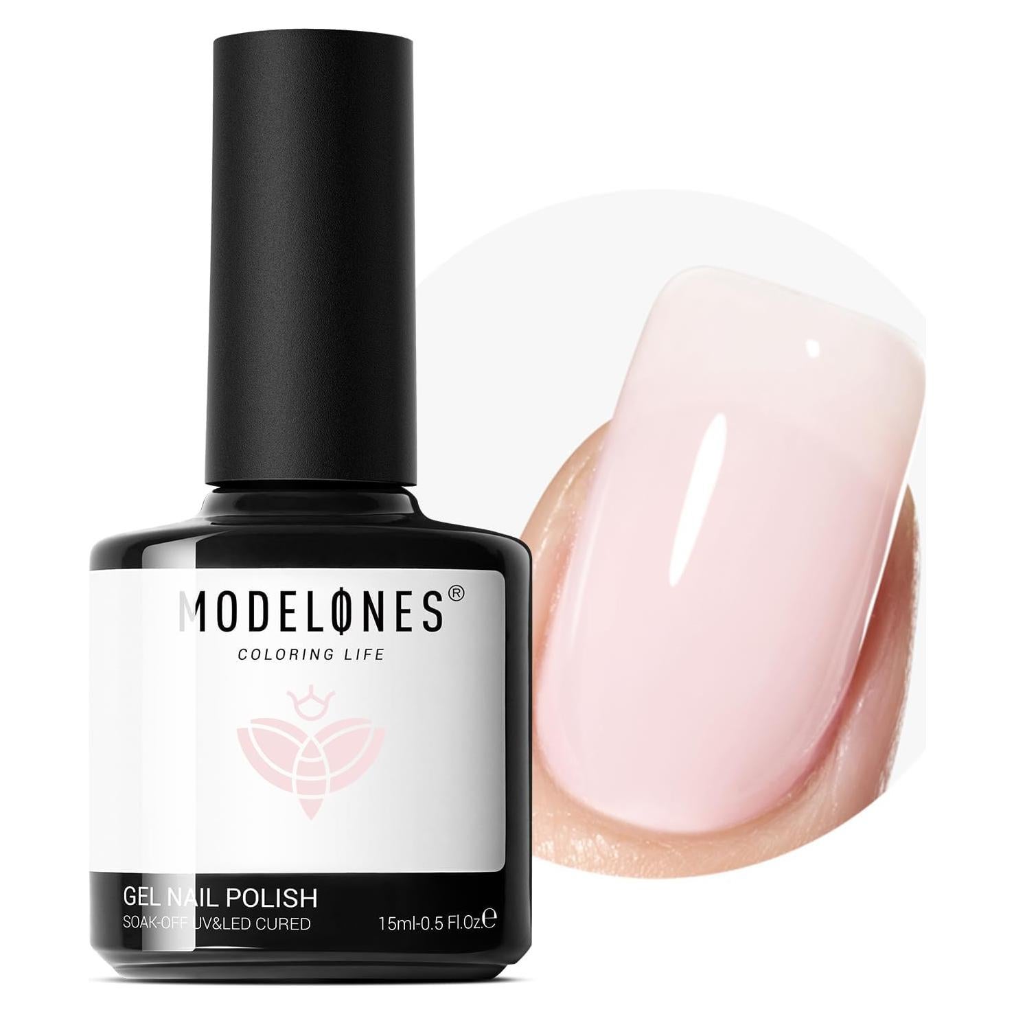 Esmalte de Uñas Gel Rosa Lechoso Modelones 15 ML Brillo Alto
