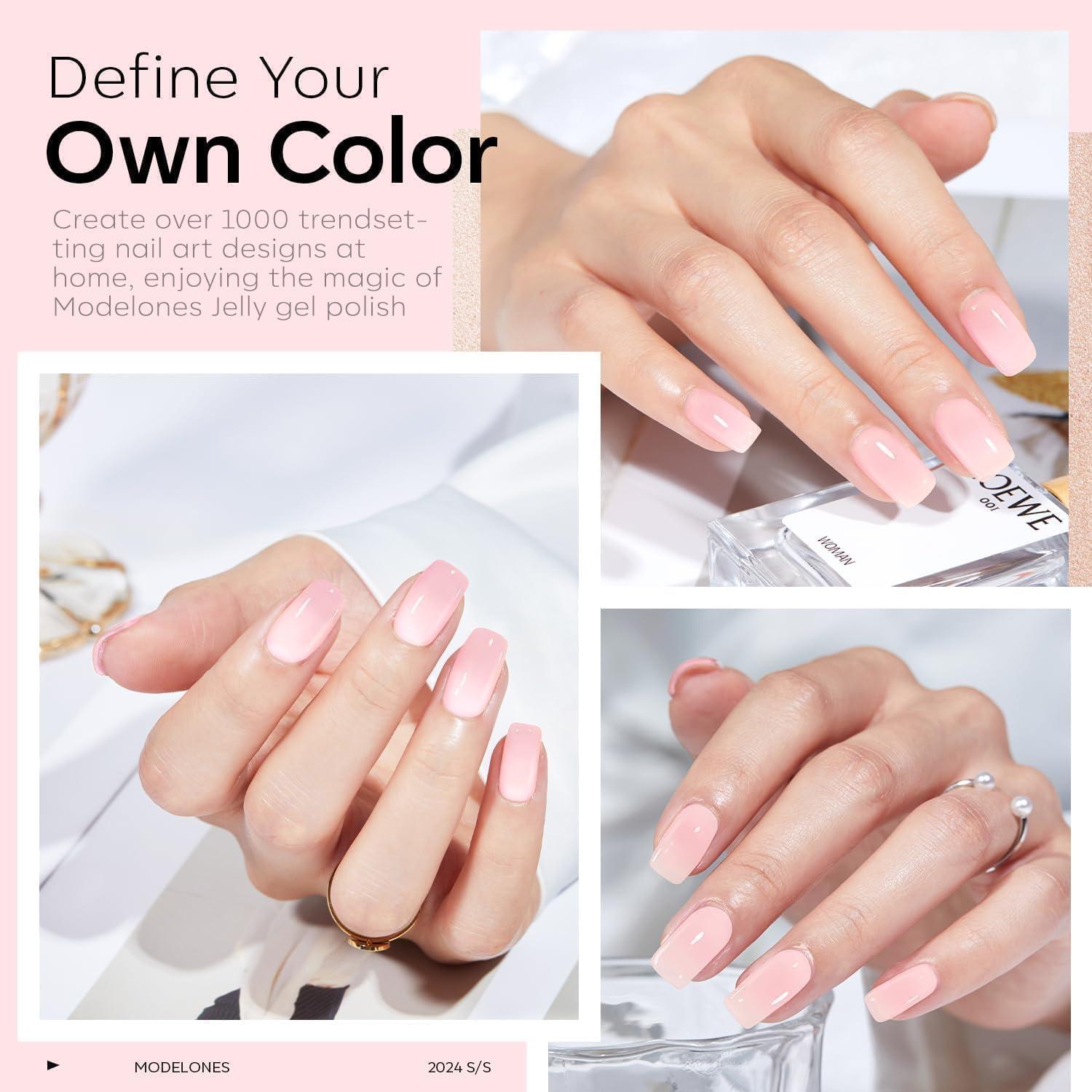 Esmalte de Uñas Gel Rosa Lechoso Modelones 15 ML Brillo Alto