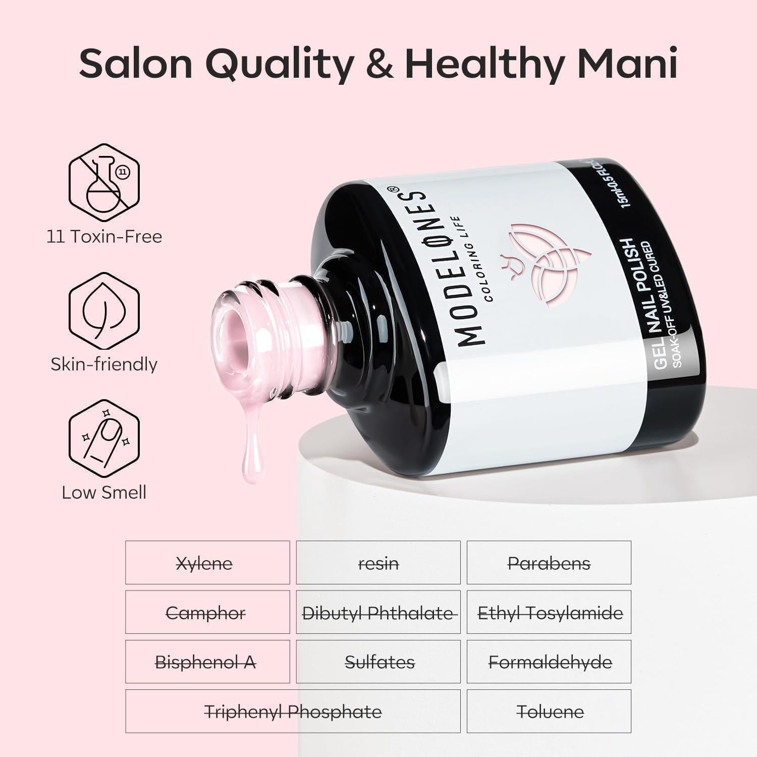 Esmalte de Uñas Gel Rosa Lechoso Modelones 15 ML Brillo Alto