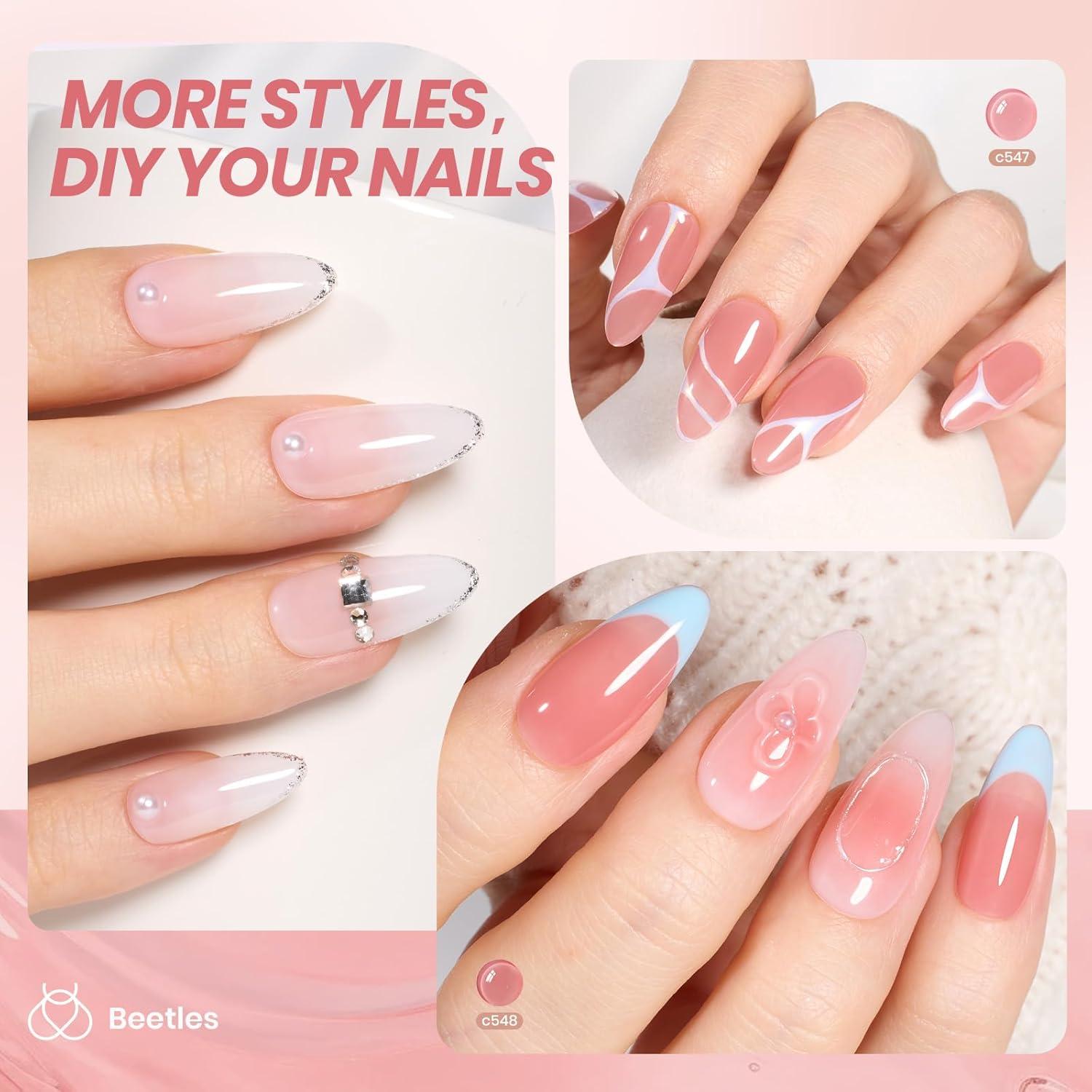 Juego de Esmalte en Gel Beetles 6 Colores Rosa Nude 7.5ml