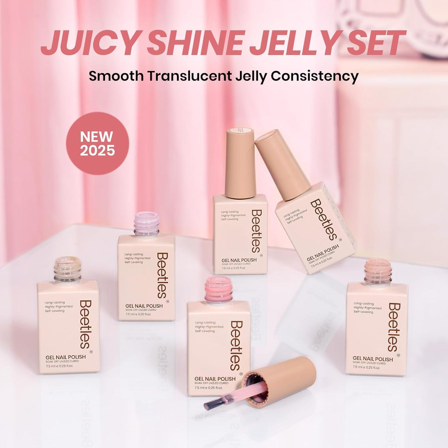 Juego de Esmalte en Gel Beetles 6 Colores Rosa Nude 7.5ml