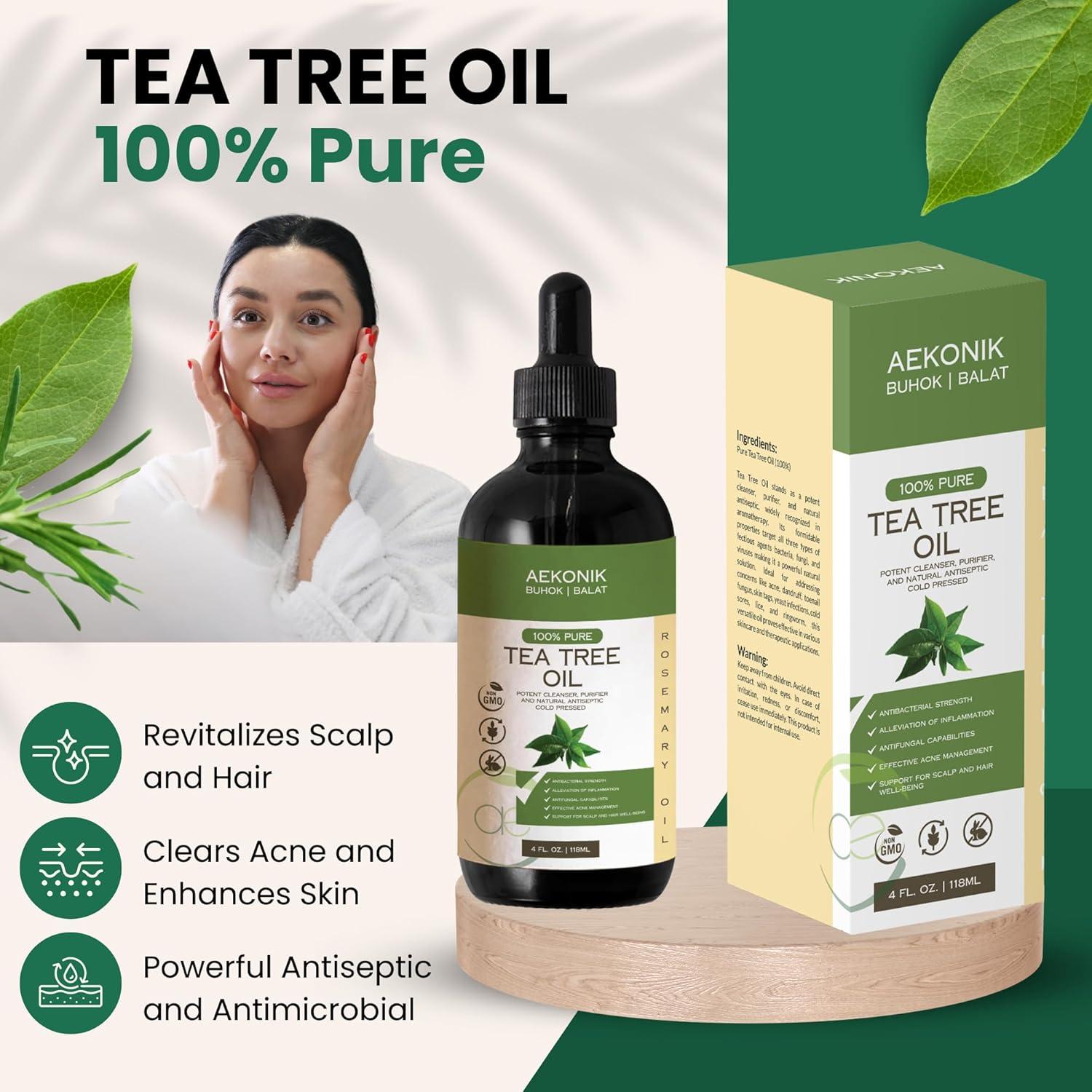 Aceite Esencial de Árbol de Té Aekonik 118 ml - Antiséptico Natural