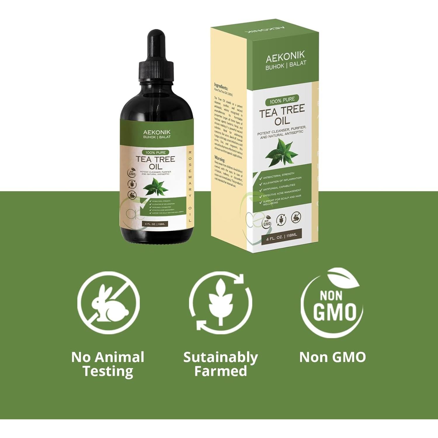 Aceite Esencial de Árbol de Té Aekonik 118 ml - Antiséptico Natural