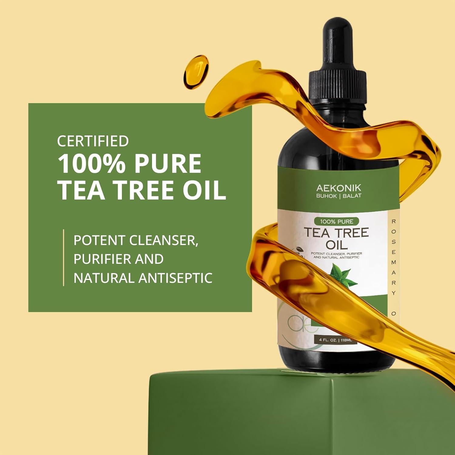 Aceite Esencial de Árbol de Té Aekonik 118 ml - Antiséptico Natural