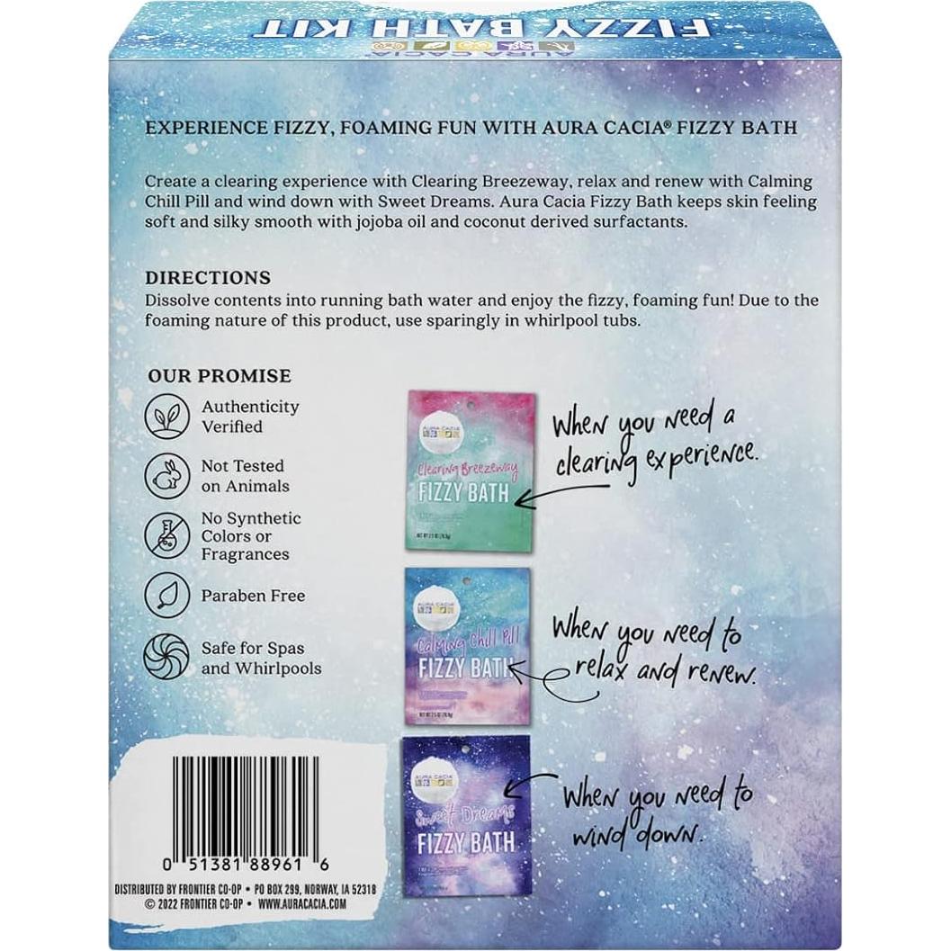 Kit de Baño Efervescente Aura Cacia - Aromaterapia 3 Paquetes