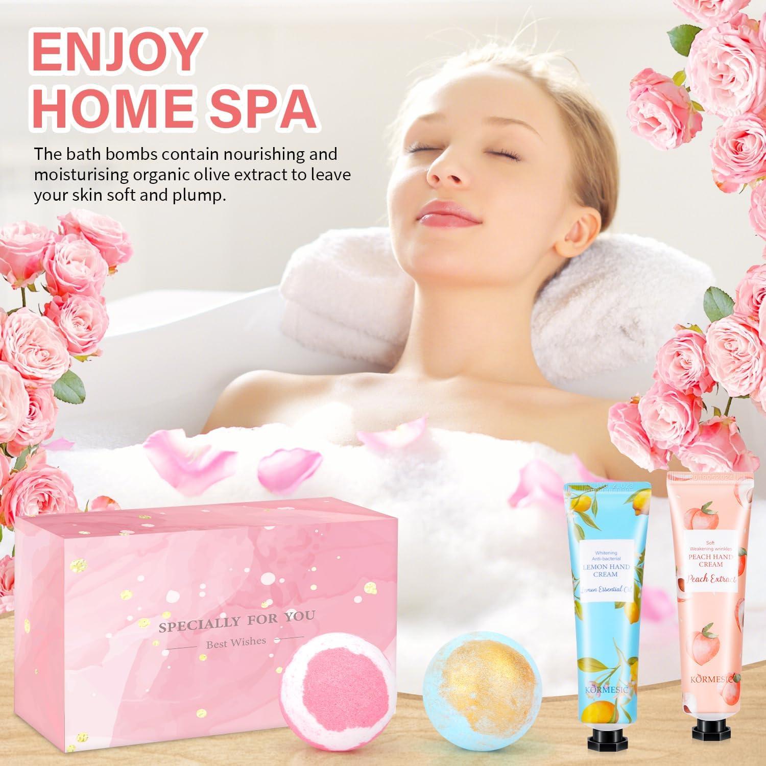 Gifts for Women, Bath Sets for Women Gift, Teacher Appreciation Gifts, Nurse Gifts, Bath Bombs and Hand Lotion Set, Bridesmaid Birthday Gifts, Self Care Gifts for Corworkers
